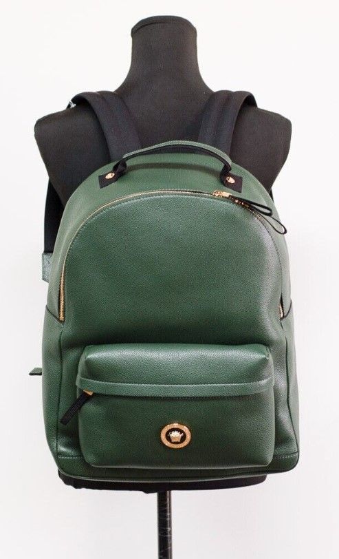 Versace Medusa Large Dark Green Grainy Calf Leather Shoulder Backpack Bookbag