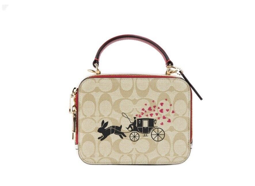 COACH Small Lunar New Year Rabbit Carriage Signature Box Crossbody Bag