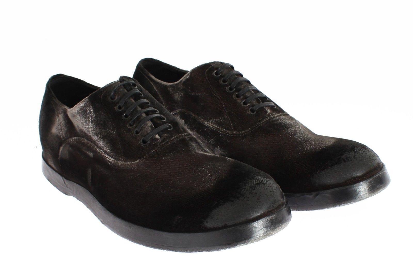 Dolce & Gabbana Elegant Brown Velvet Vintage Lace-Up Shoes