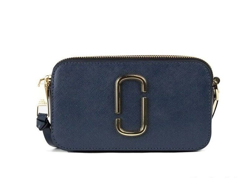 Marc Jacobs The Snapshot Bag Blue Sea Saffiano Leather Shoulder Handbag Purse