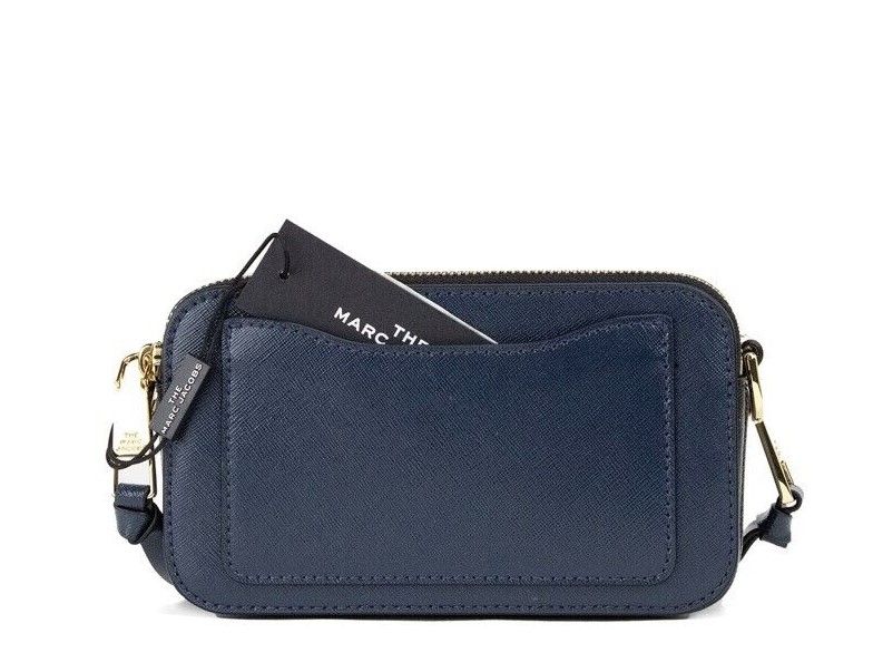 Marc Jacobs The Snapshot Bag Blue Sea Saffiano Leather Shoulder Handbag Purse