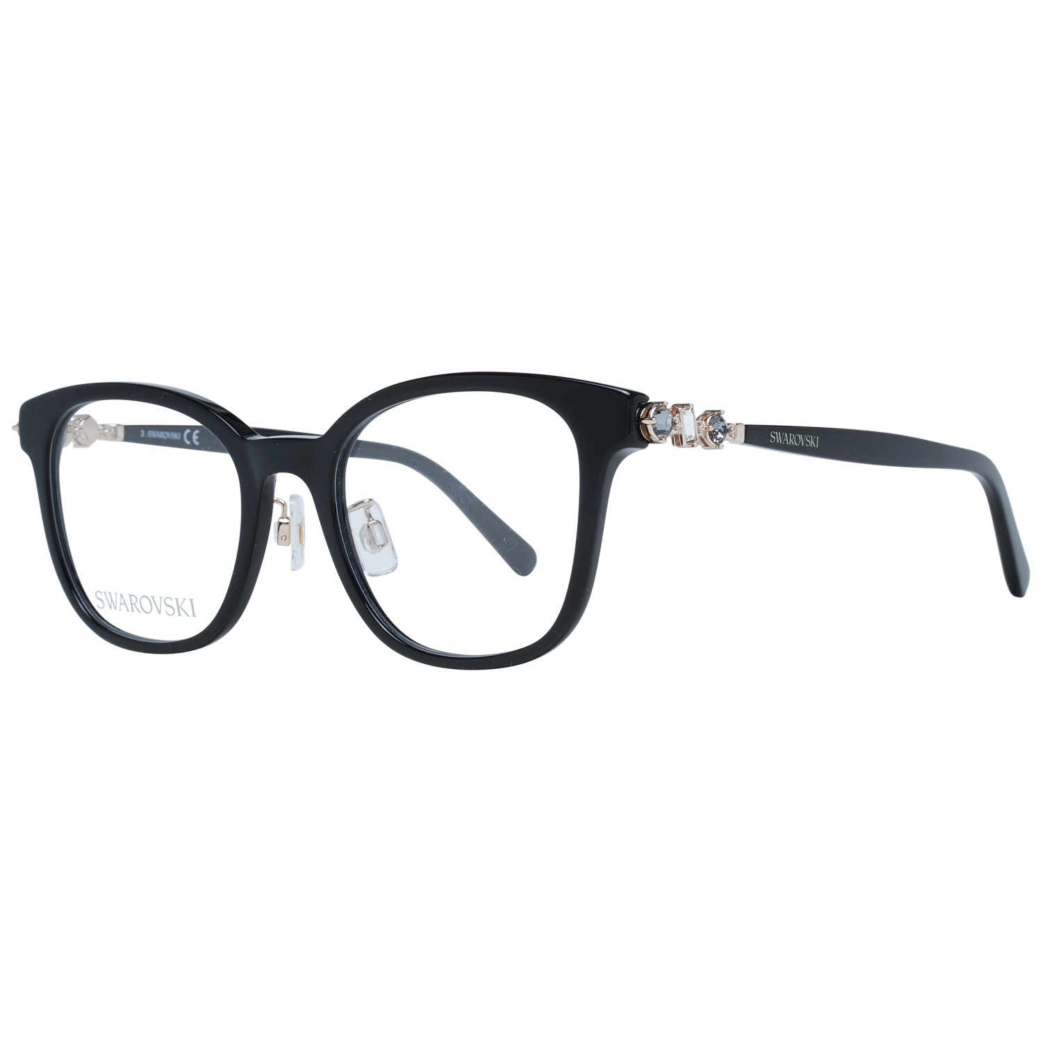 Swarovski Elegant Black Acetate Full-Rim Eyeglasses