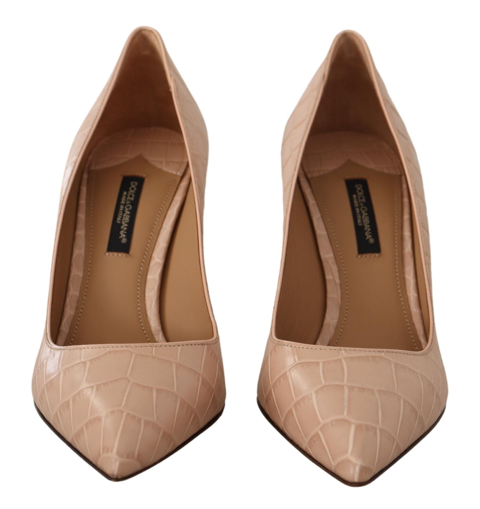 Dolce & Gabbana Elegant Nude Leather Kitten Heels Pumps