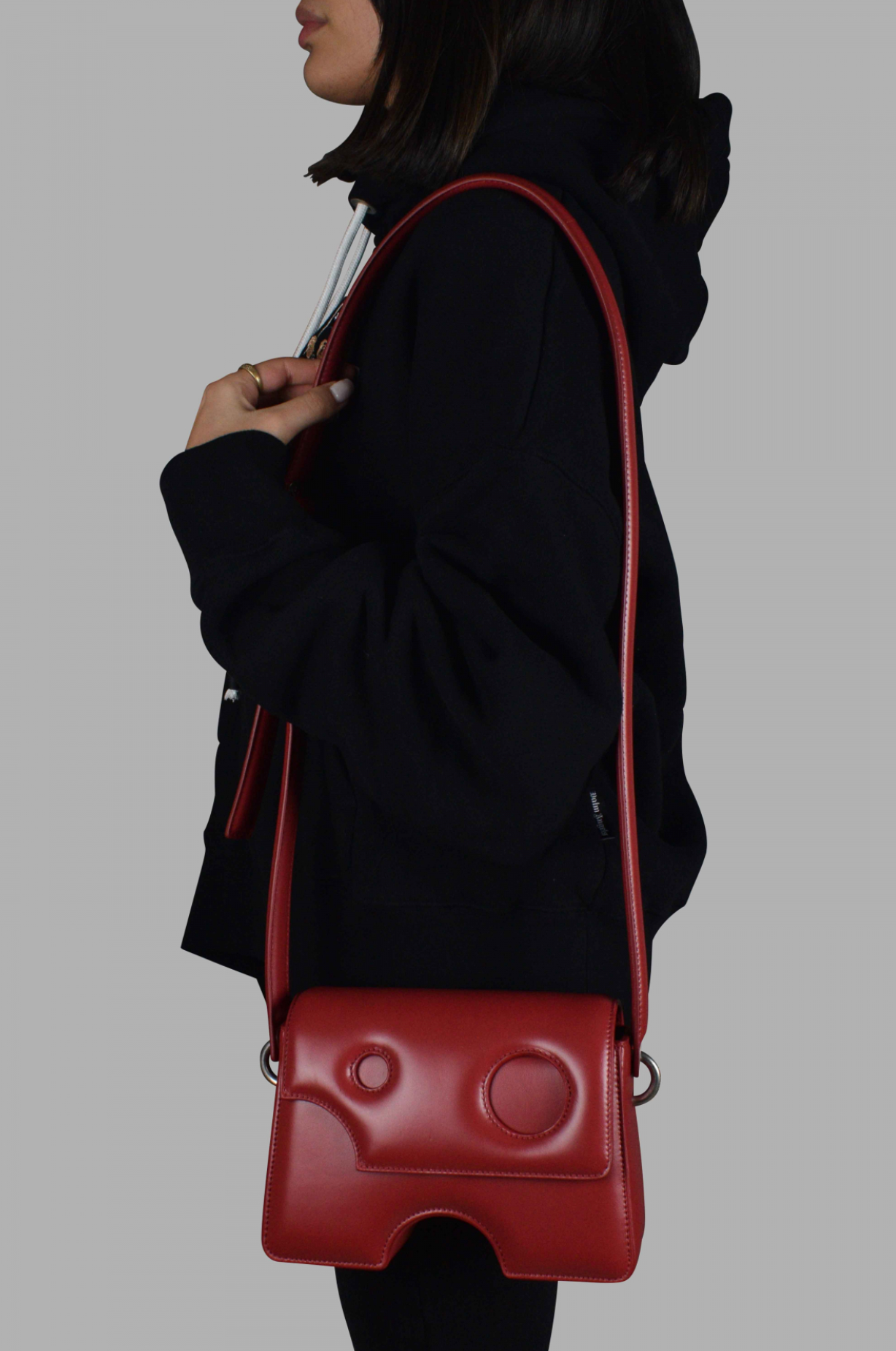 Off-White Red Leather Women Crossbody Bag