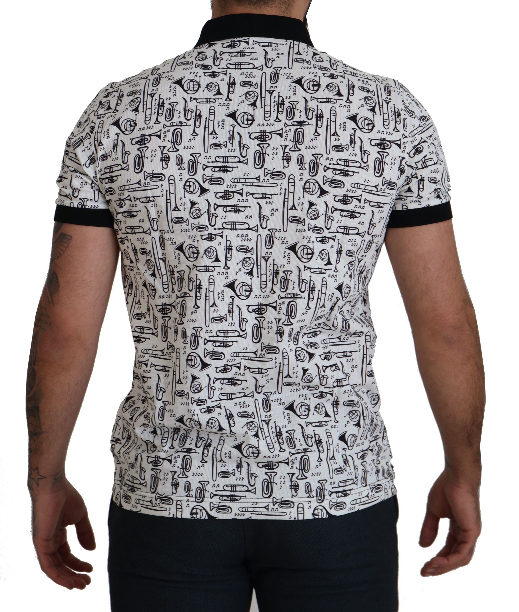 Dolce & Gabbana Jazz Print Collared Polo Tee