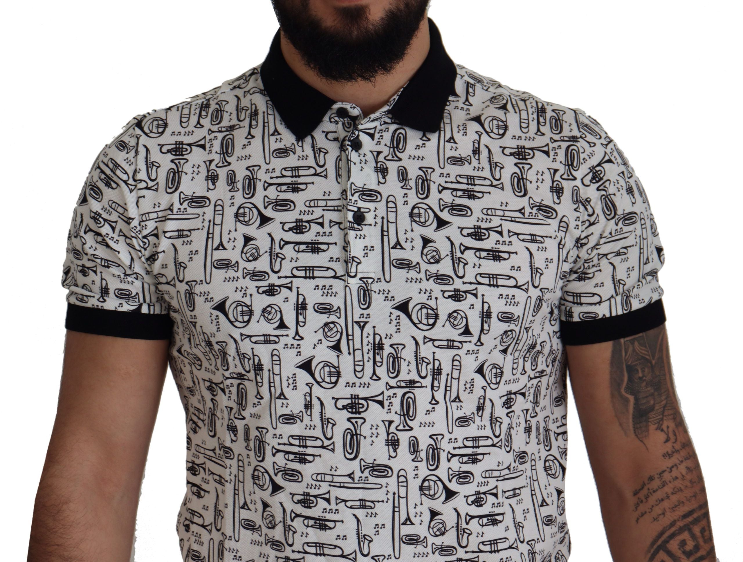 Dolce & Gabbana Jazz Print Collared Polo Tee