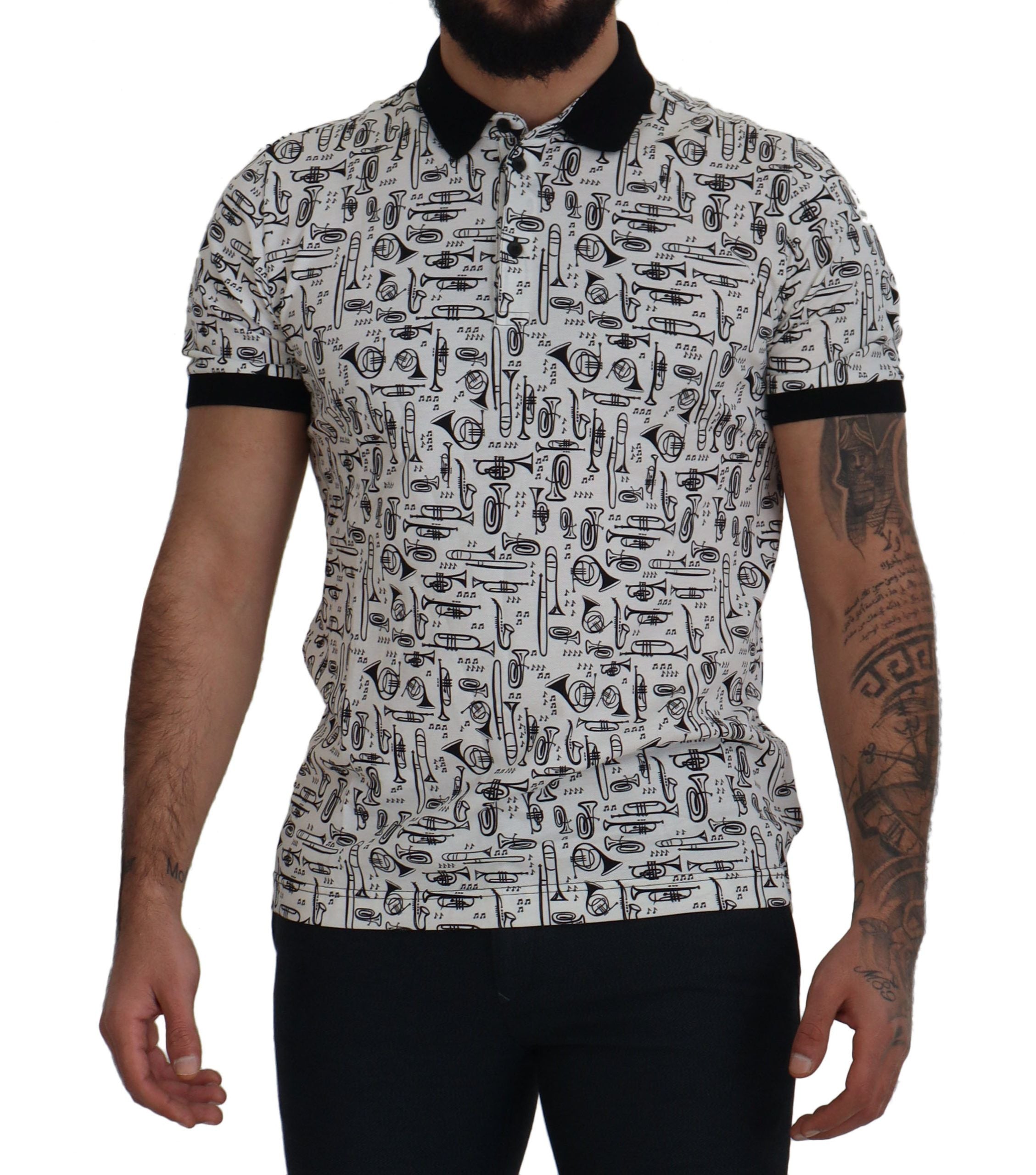 Dolce & Gabbana Jazz Print Collared Polo Tee