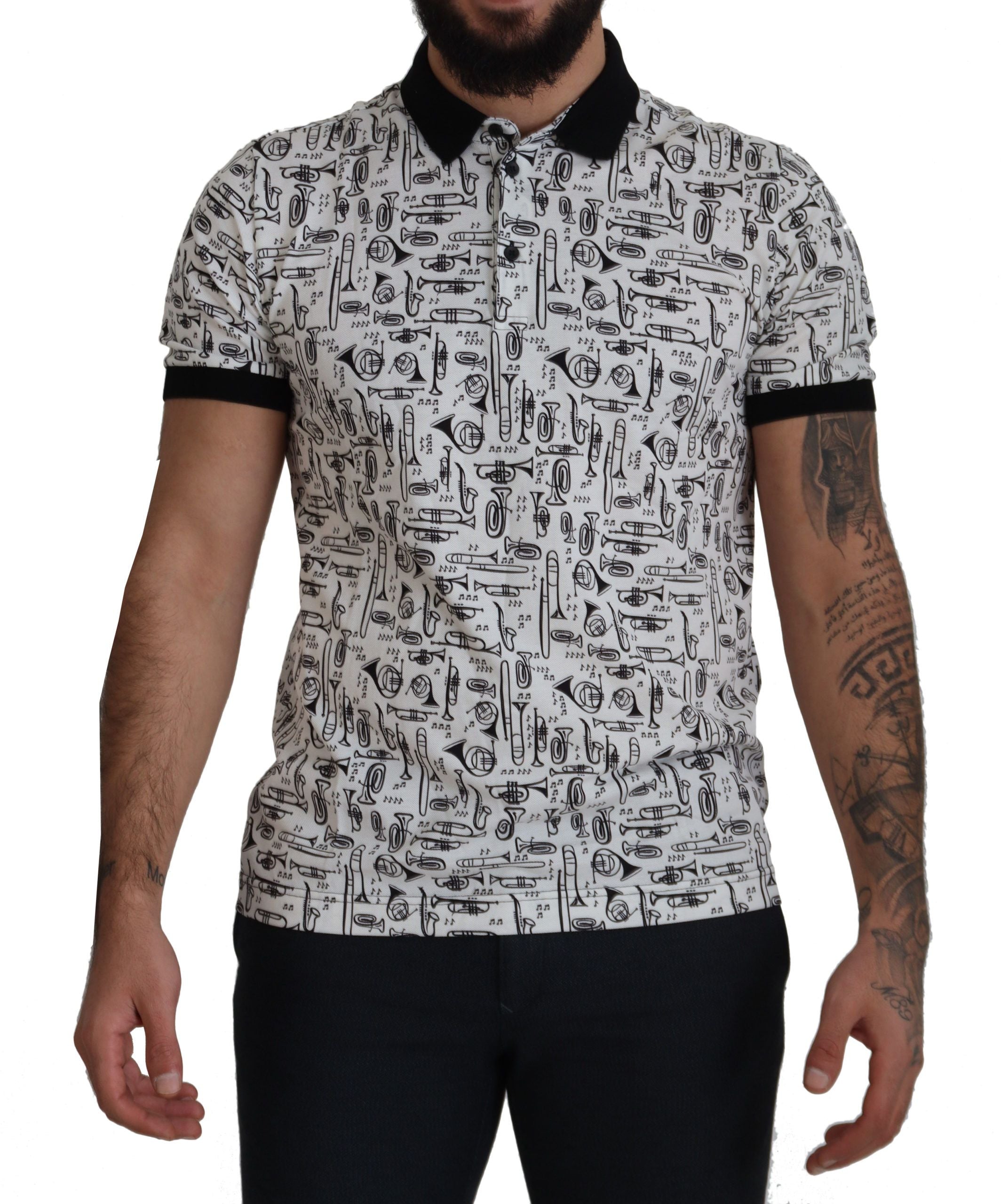 Dolce & Gabbana Jazz Print Collared Polo Tee