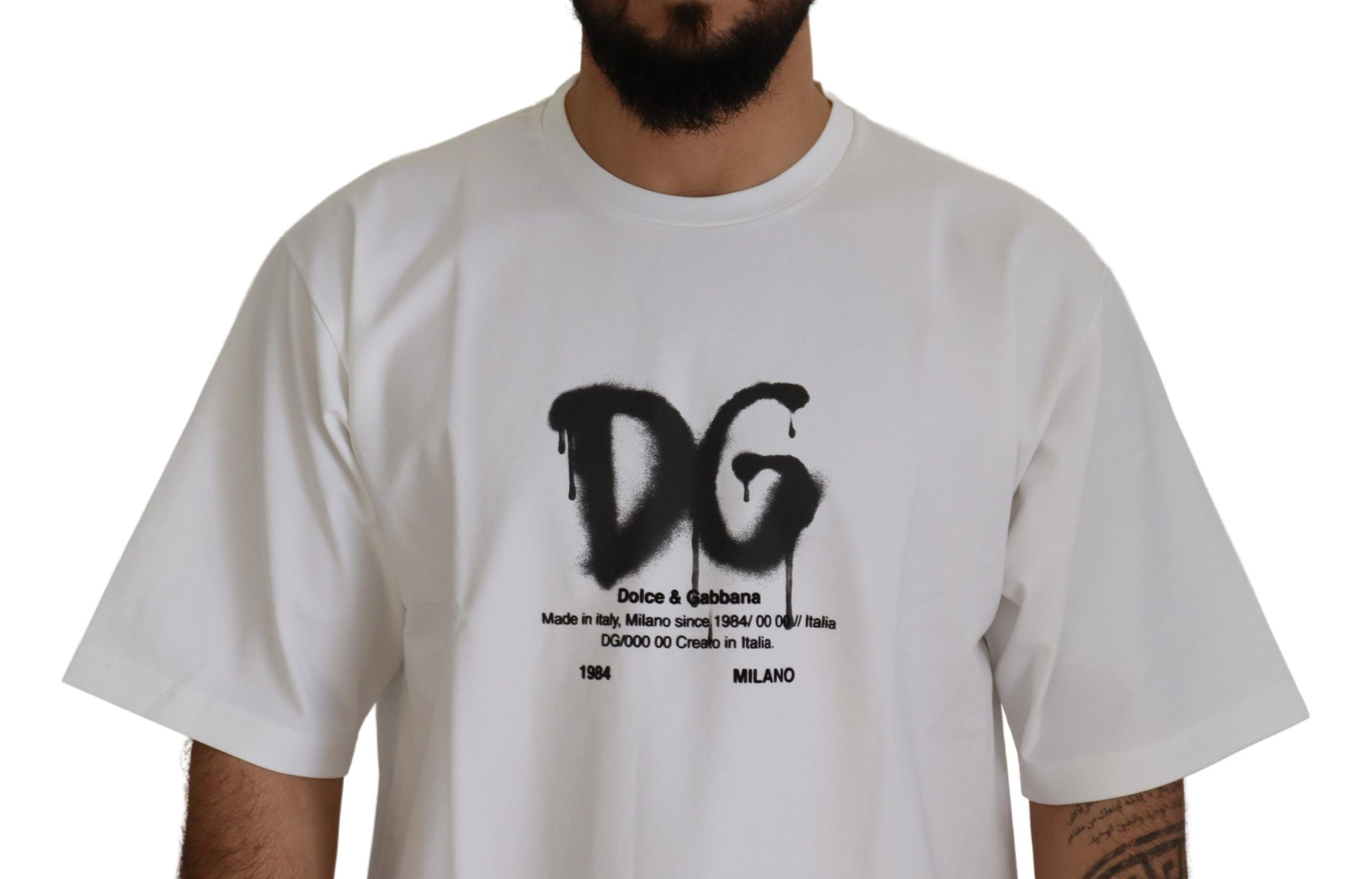 Dolce & Gabbana Elegant White Crewneck T-Shirt with Logo Detail