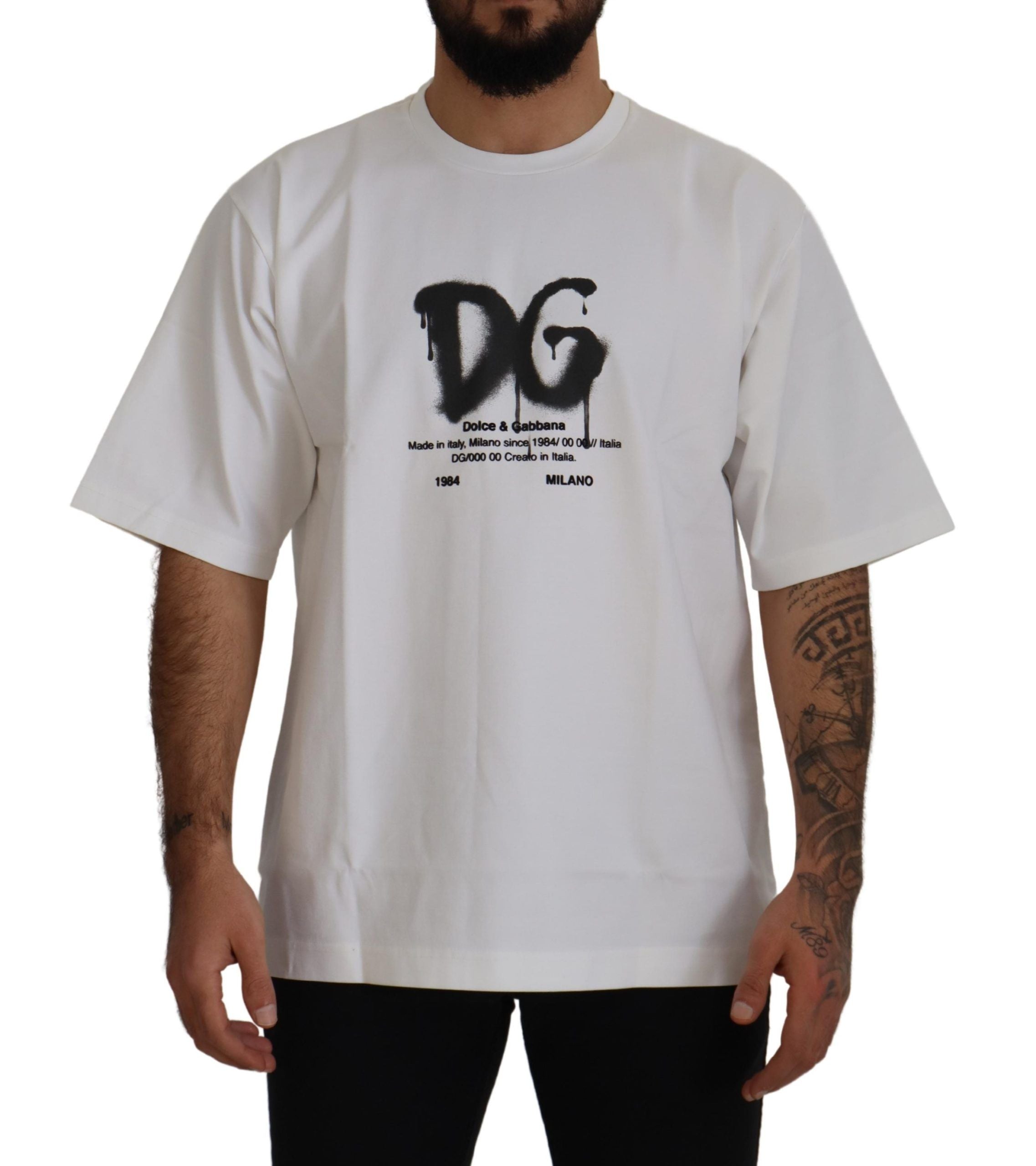 Dolce & Gabbana Elegant White Crewneck T-Shirt with Logo Detail