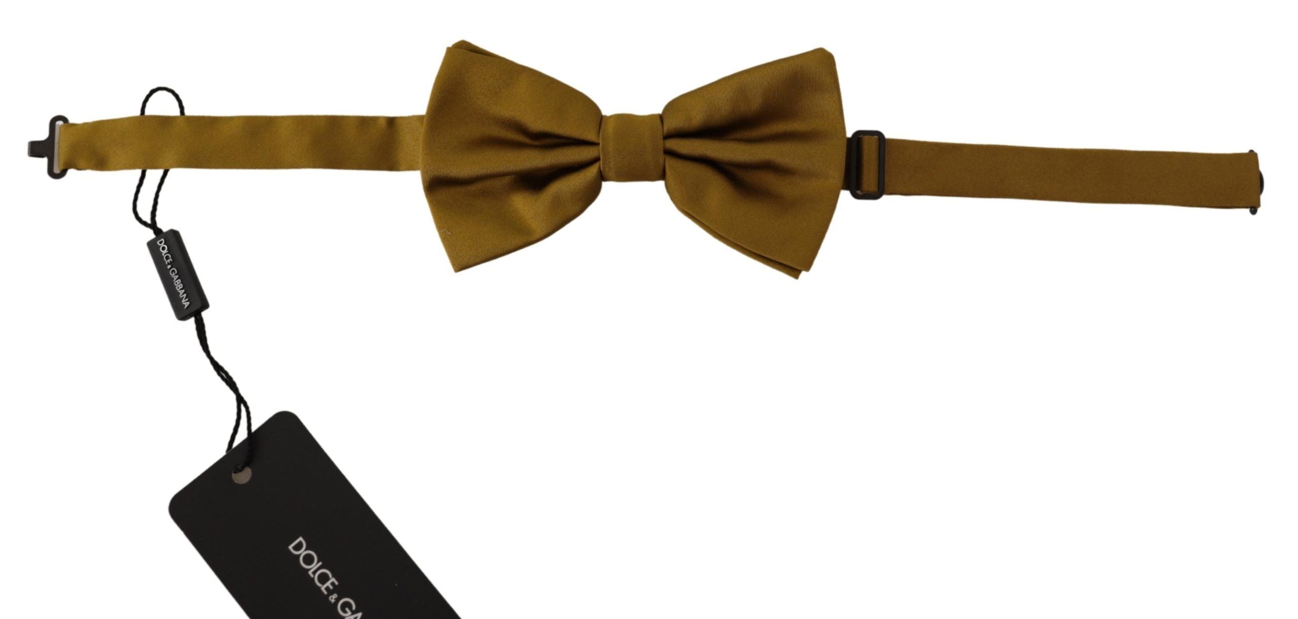 Dolce & Gabbana Elegant Gold Silk Bow Tie