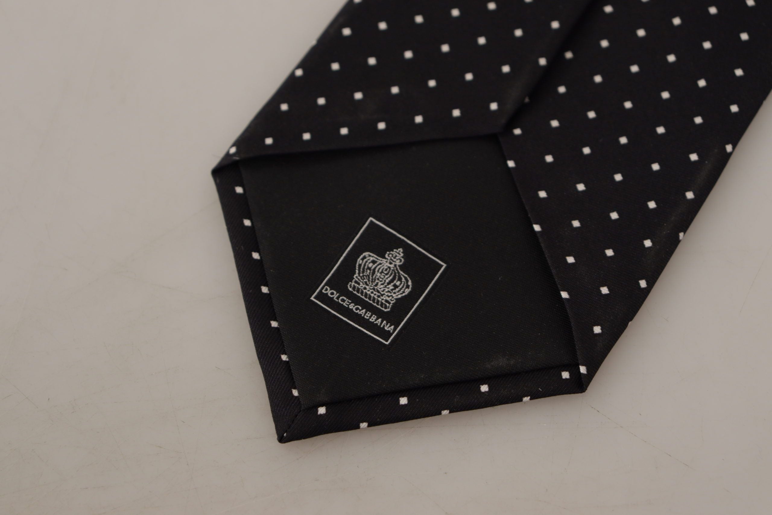 Dolce & Gabbana Elegant Black and White Polka Dot Silk Tie