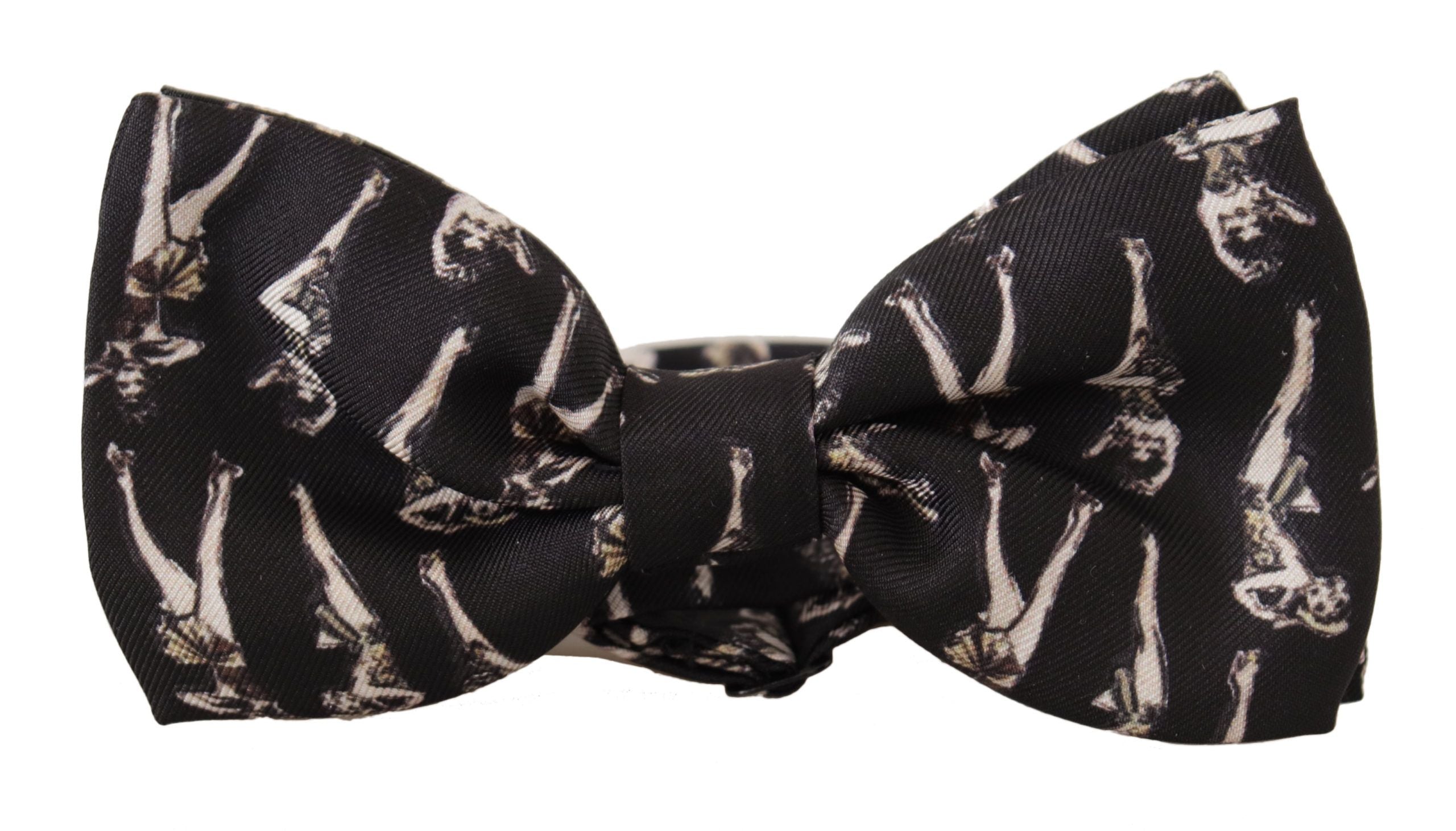 Dolce & Gabbana Elegant Black and White Silk Bow Tie