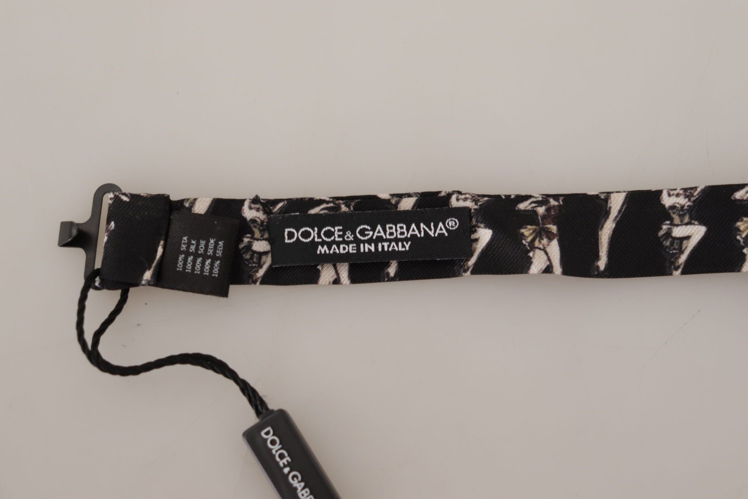 Dolce & Gabbana Elegant Black and White Silk Bow Tie