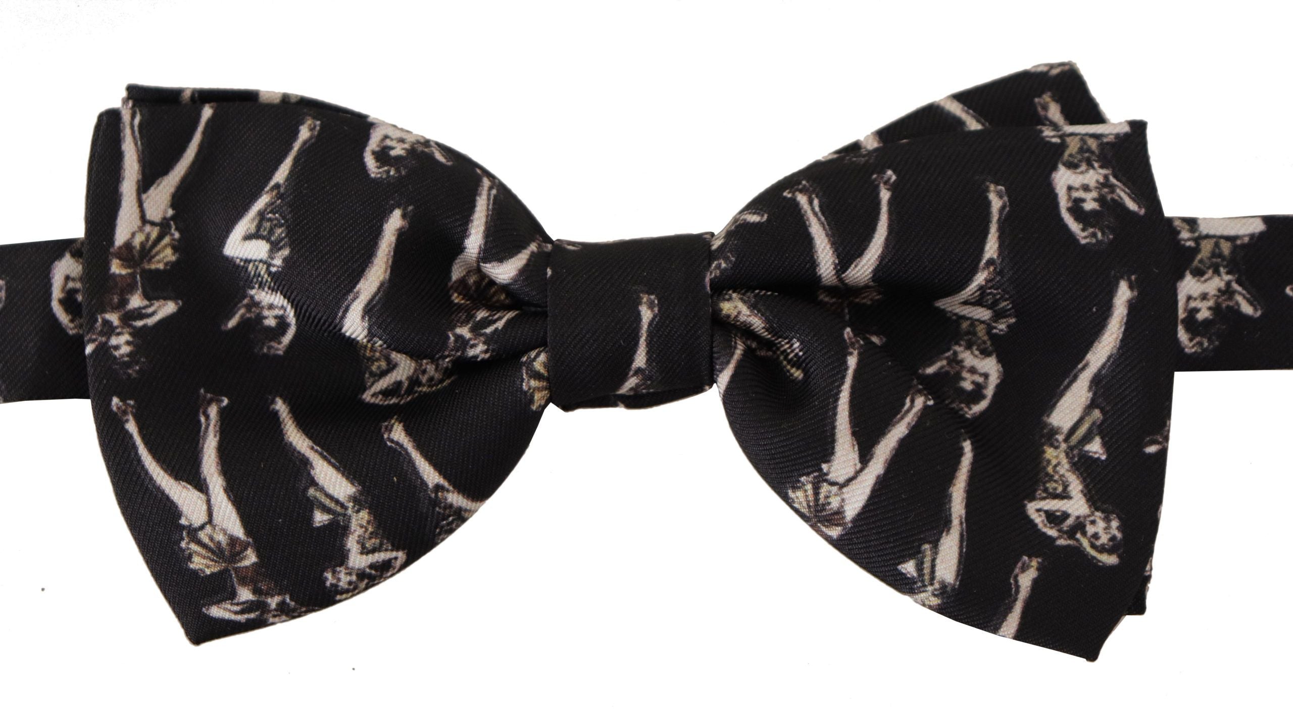 Dolce & Gabbana Elegant Black and White Silk Bow Tie