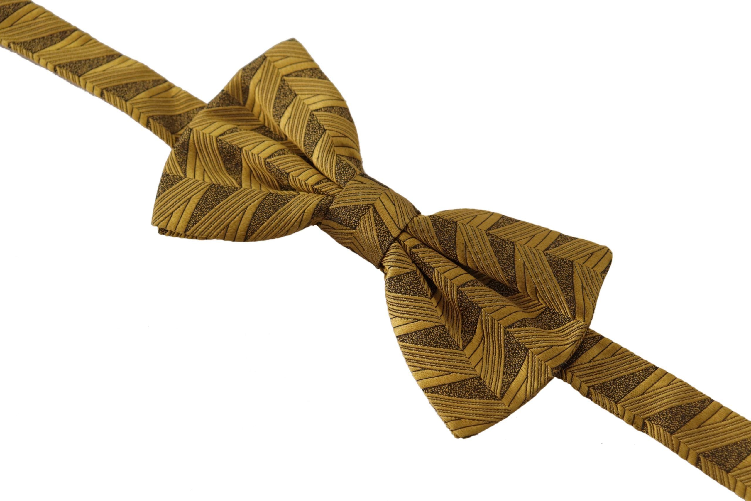 Dolce & Gabbana Elegant Gold Silk Bow Tie