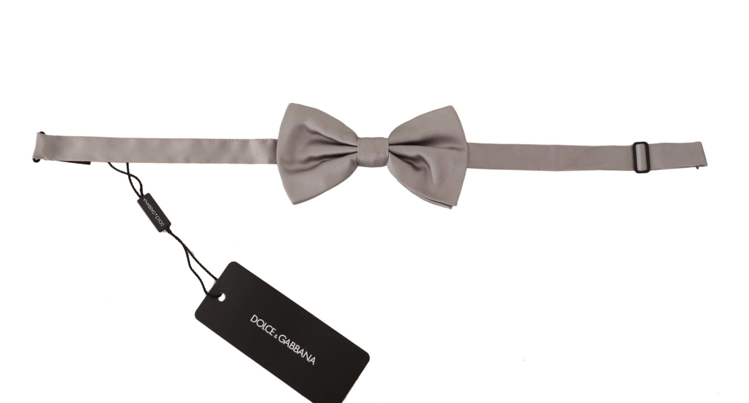 Dolce & Gabbana Elegant Gray Silk Tied Bow Tie