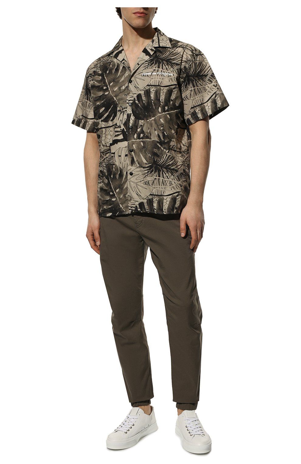 Comme Des Fuckdown Tropical Leaf Print Short-Sleeve Shirt