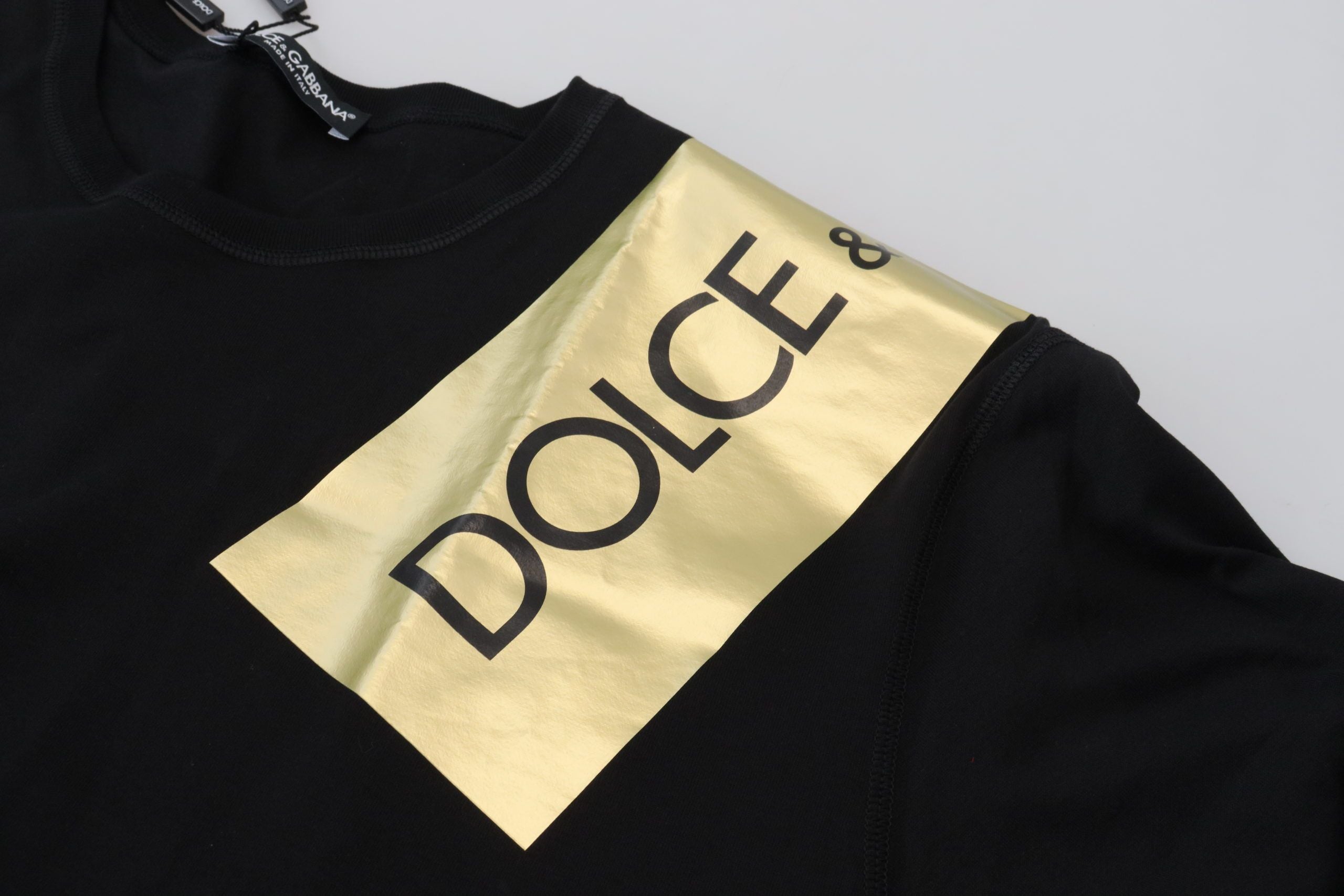 Dolce & Gabbana Elegant Black Gold Logo Tee