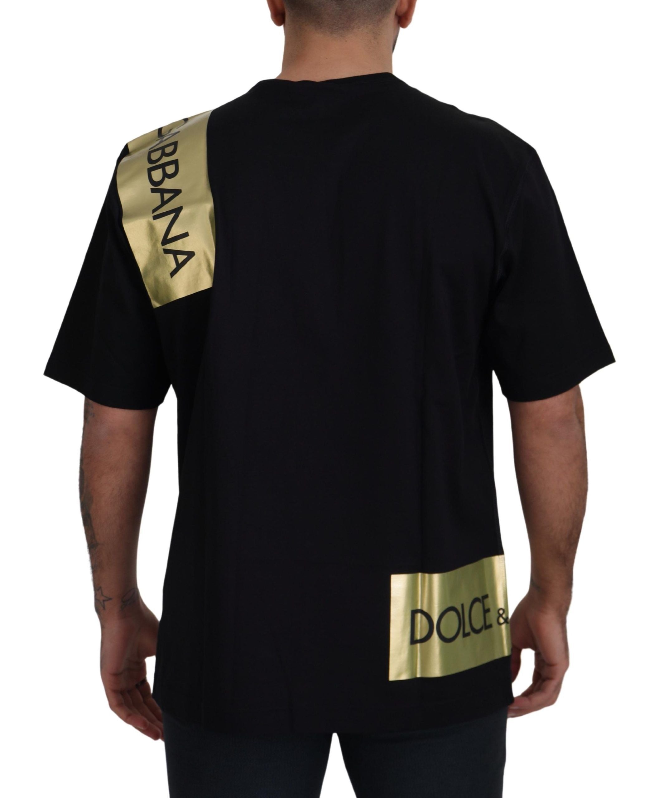 Dolce & Gabbana Elegant Black Gold Logo Tee