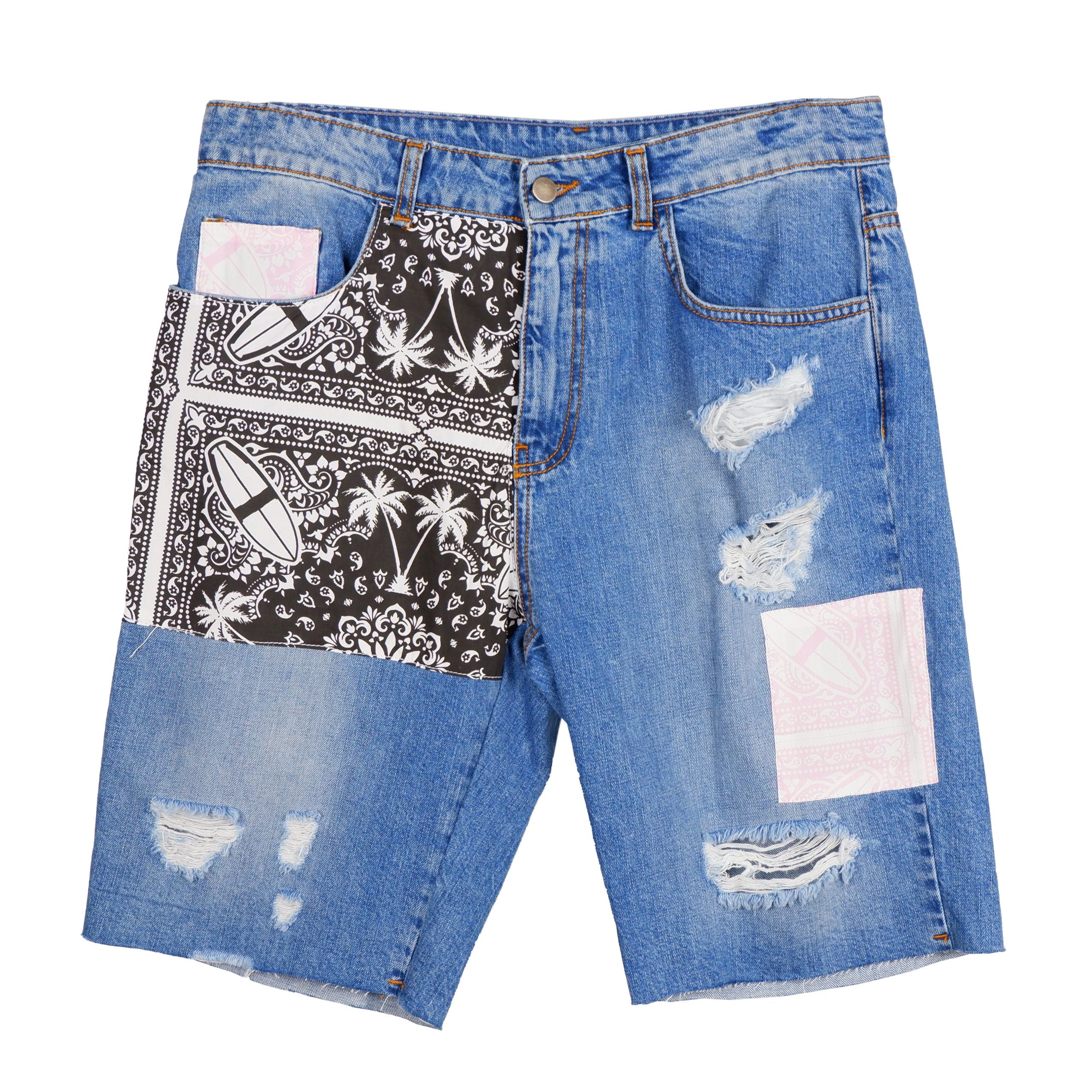 Comme Des Fuckdown Edgy Distressed Denim Bermuda Shorts