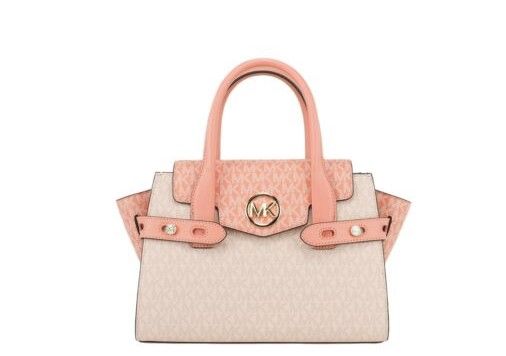 Michael Kors Carmen Medium Sherbert Multi Signature Leather Flap Satchel Handbag