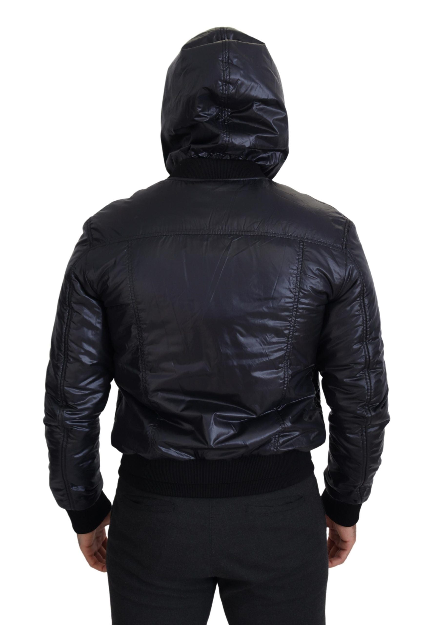 Dolce & Gabbana Elegant Black Bomber Jacket with Hood