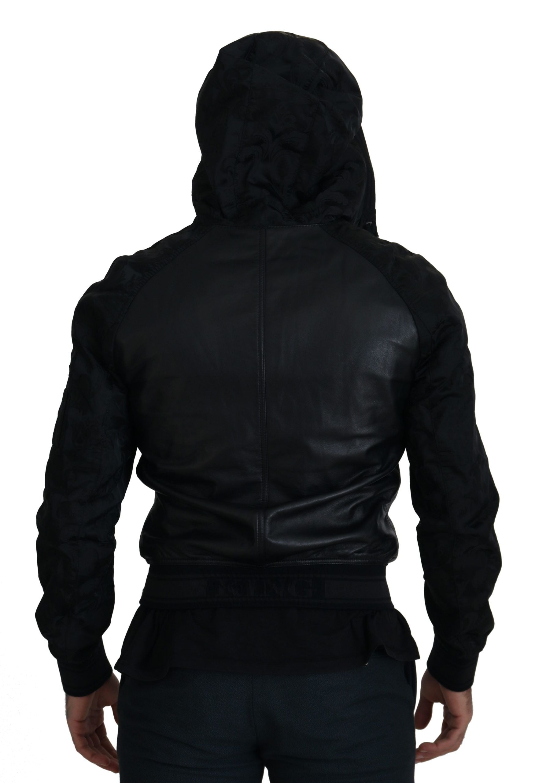 Dolce & Gabbana Sleek Leather Hooded Bomber Jacket