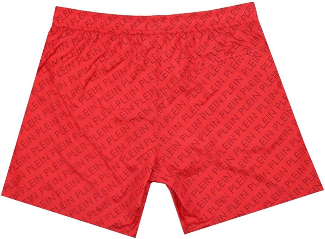 Philippe Model Red Logo Print Men's Medium Boxer Swim Shorts