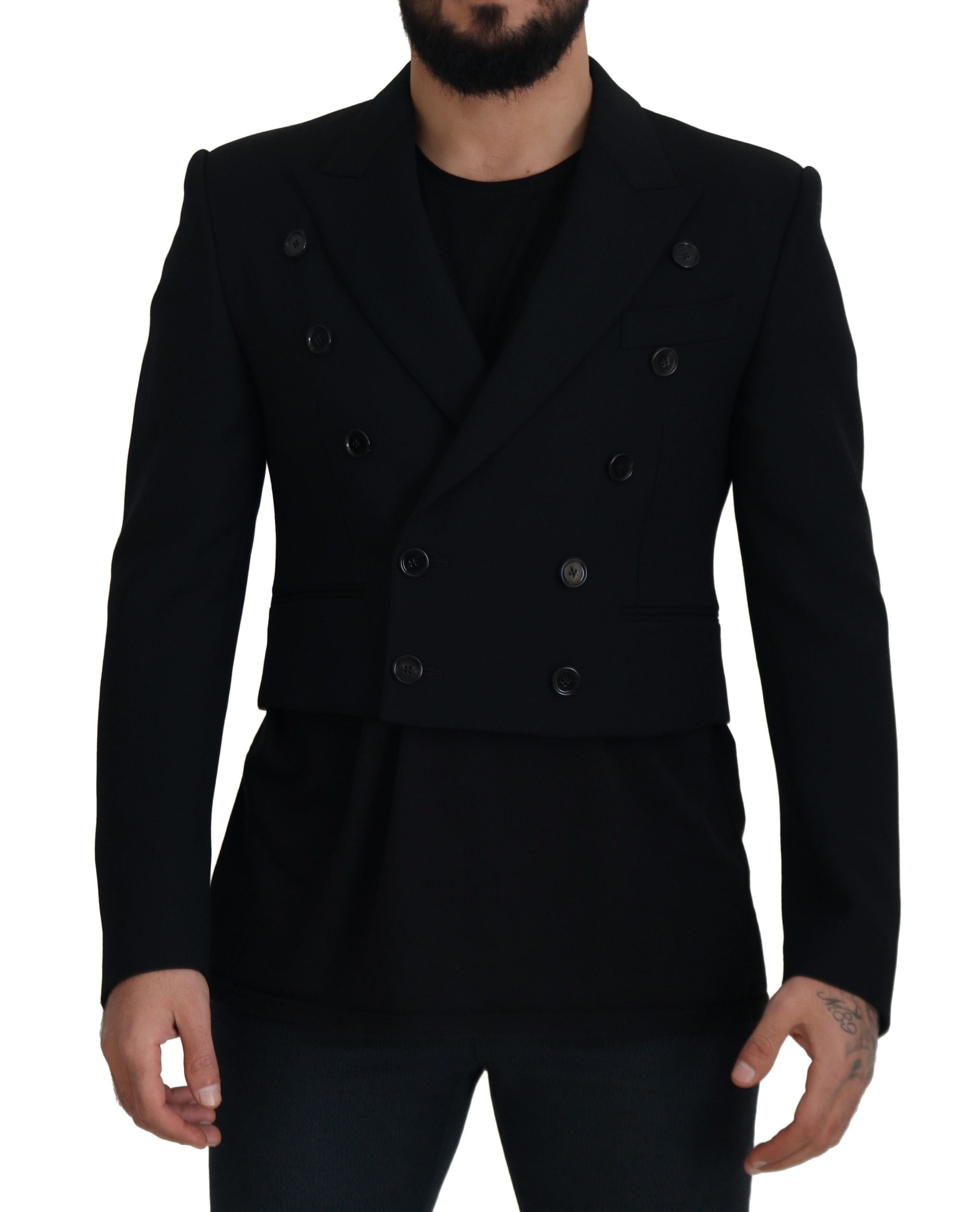 Dolce & Gabbana Elegant Black Double Breasted Wool Jacket