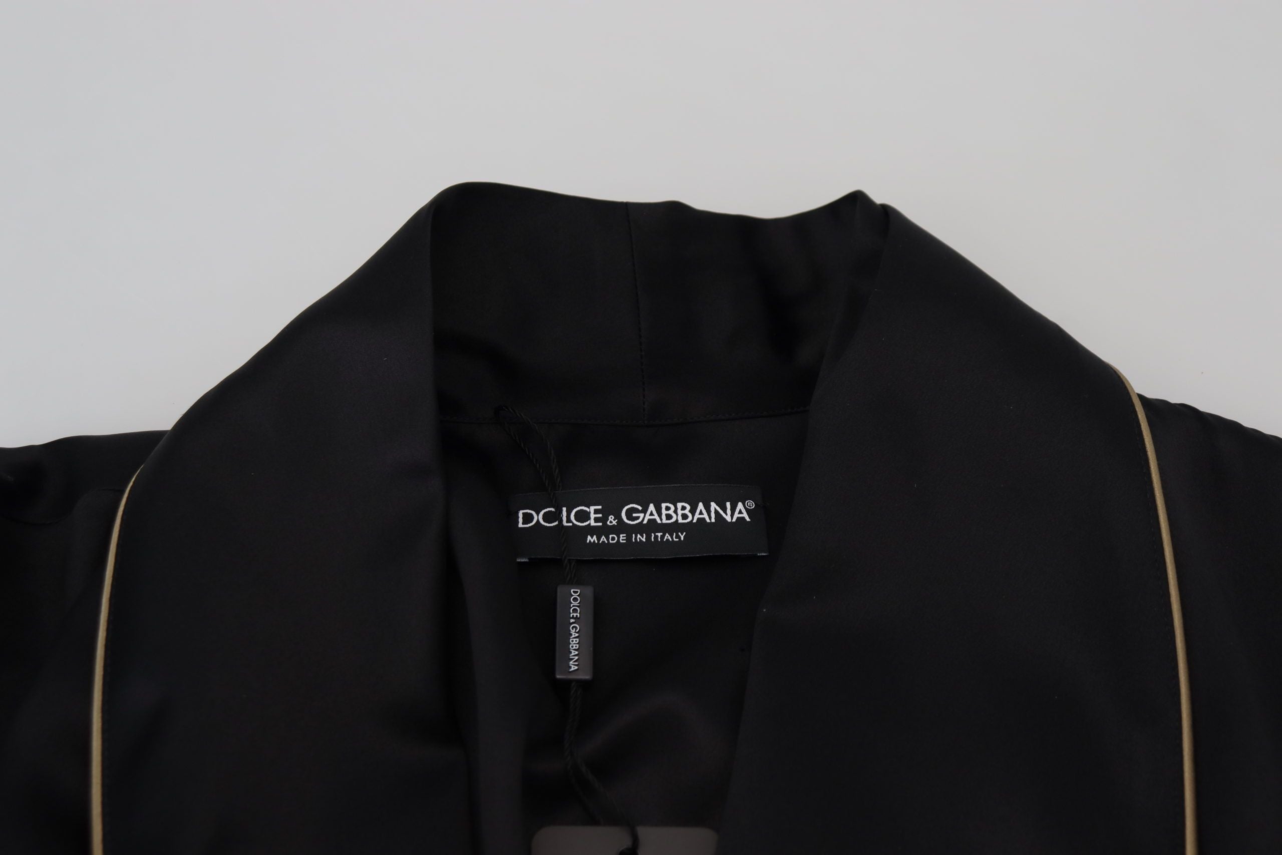 Dolce & Gabbana Elegant Black Silk Long Robe Coat