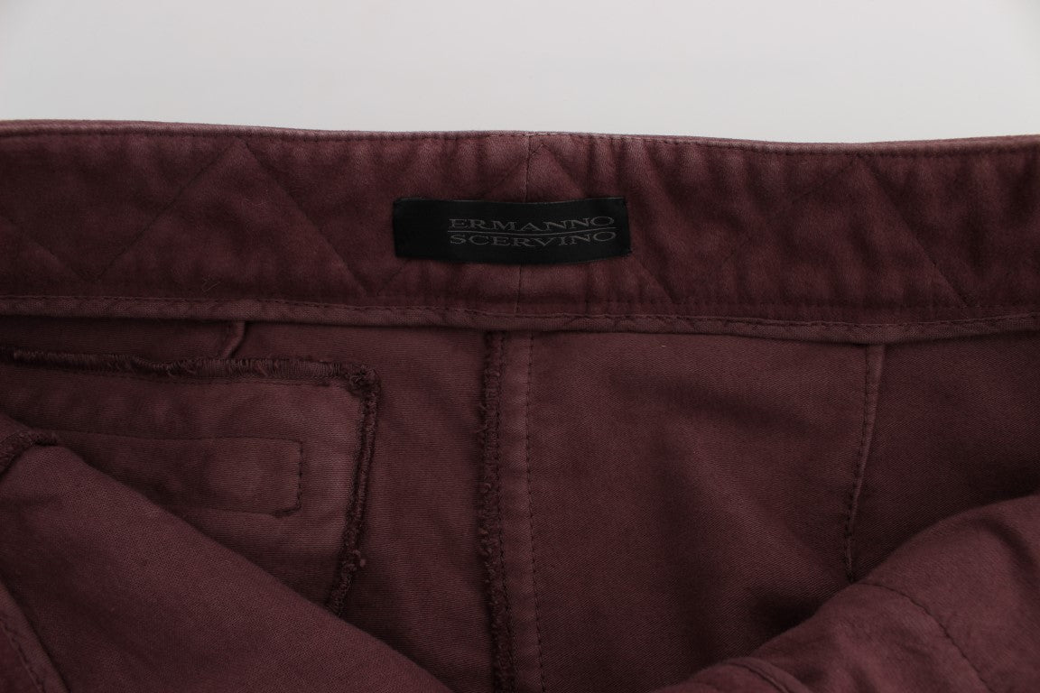 Ermanno Scervino Chic Bordeaux Capri Cropped Cargo Pants