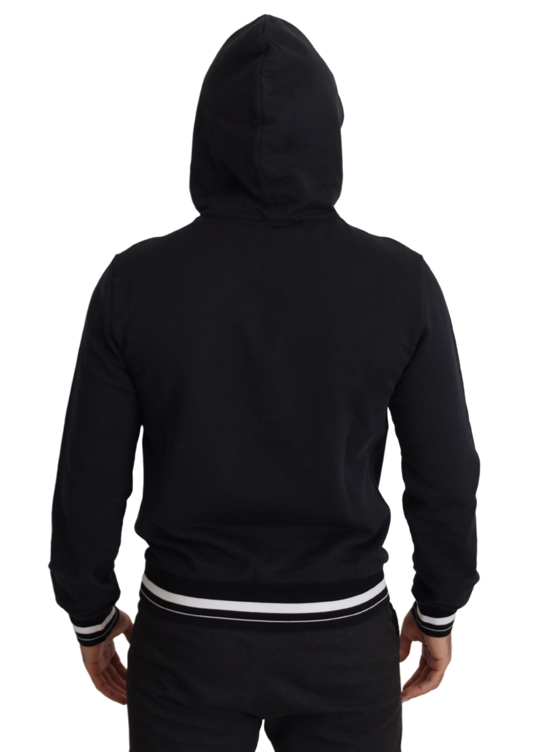 Dolce & Gabbana Elegant Black Cotton Hooded Pullover Sweater