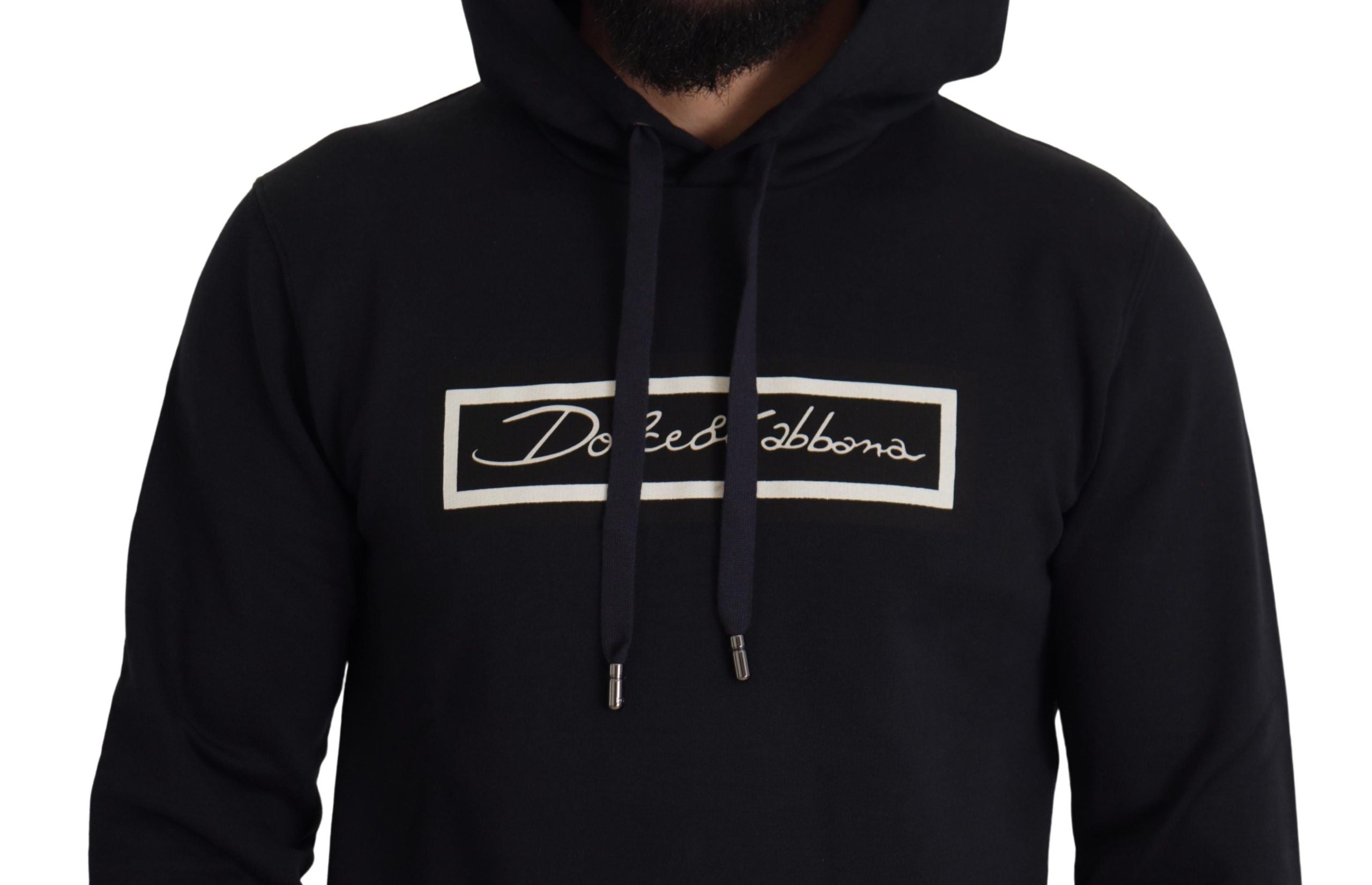 Dolce & Gabbana Elegant Black Cotton Hooded Pullover Sweater