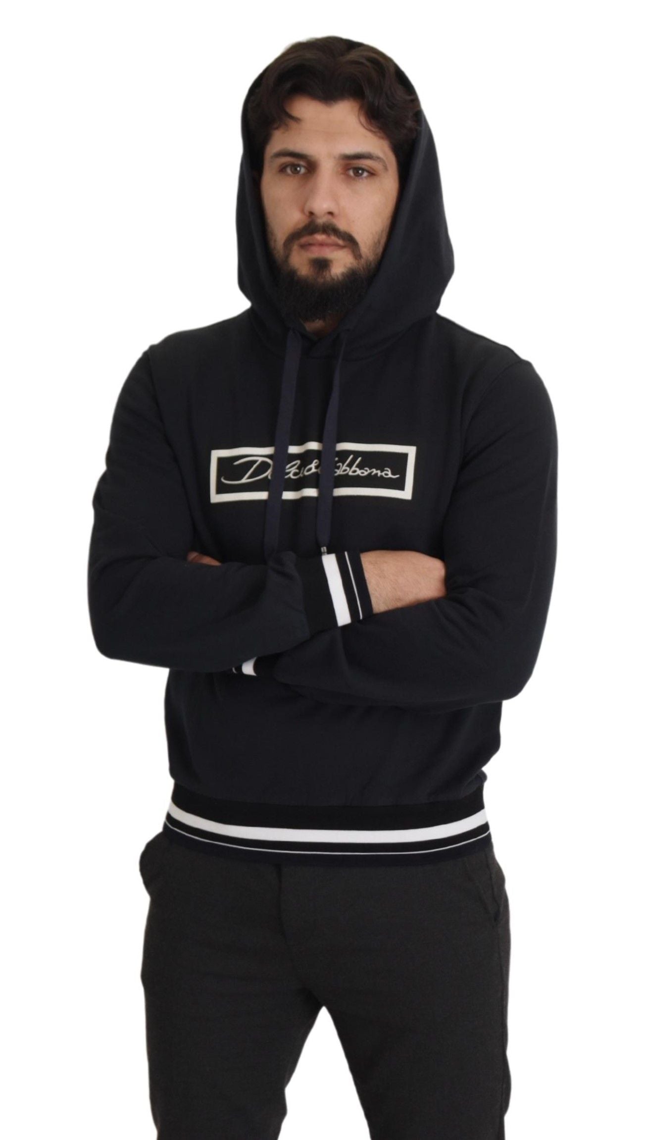 Dolce & Gabbana Elegant Black Cotton Hooded Pullover Sweater