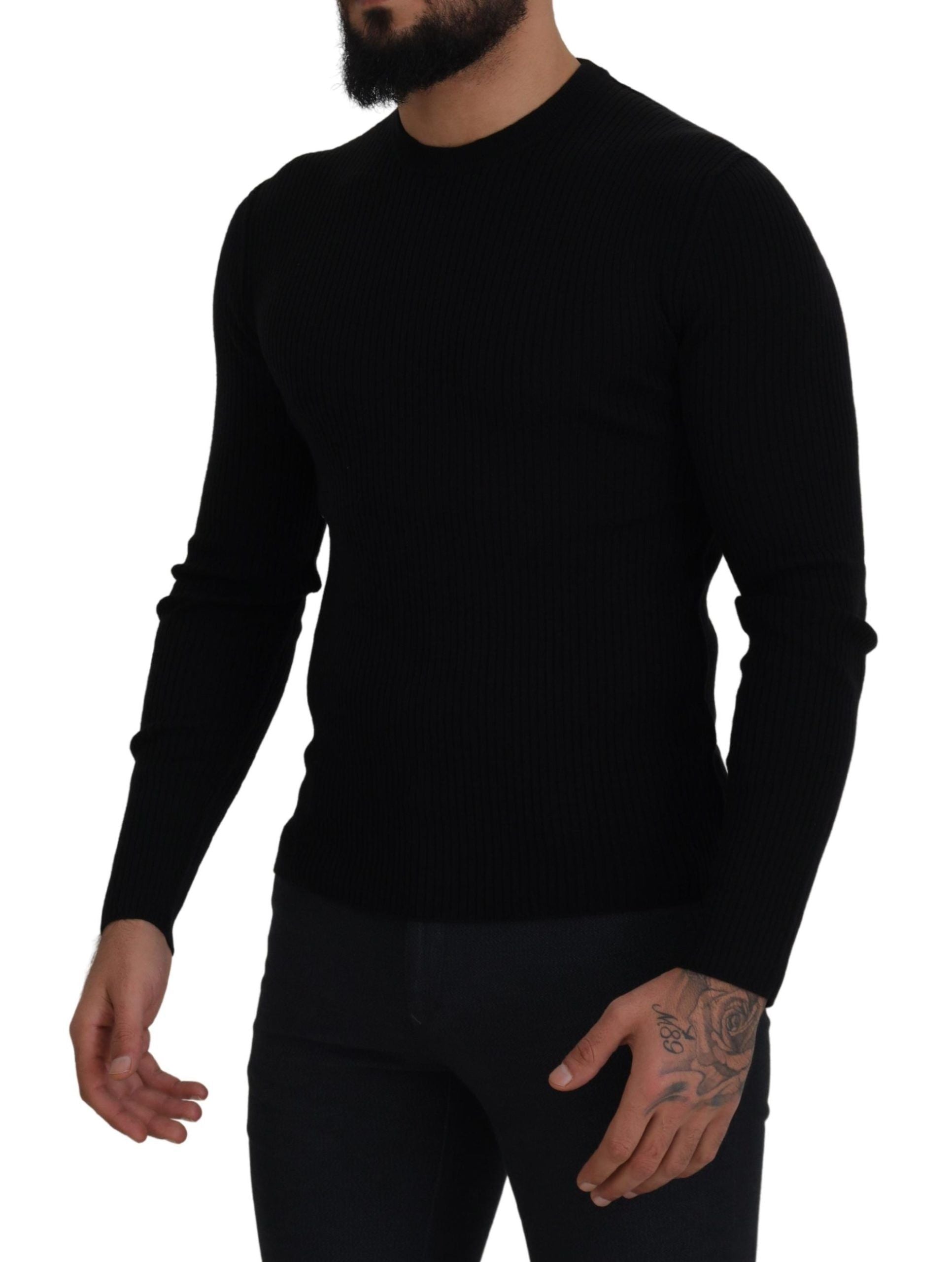 Dolce & Gabbana Elegant Black Wool Crewneck Sweater