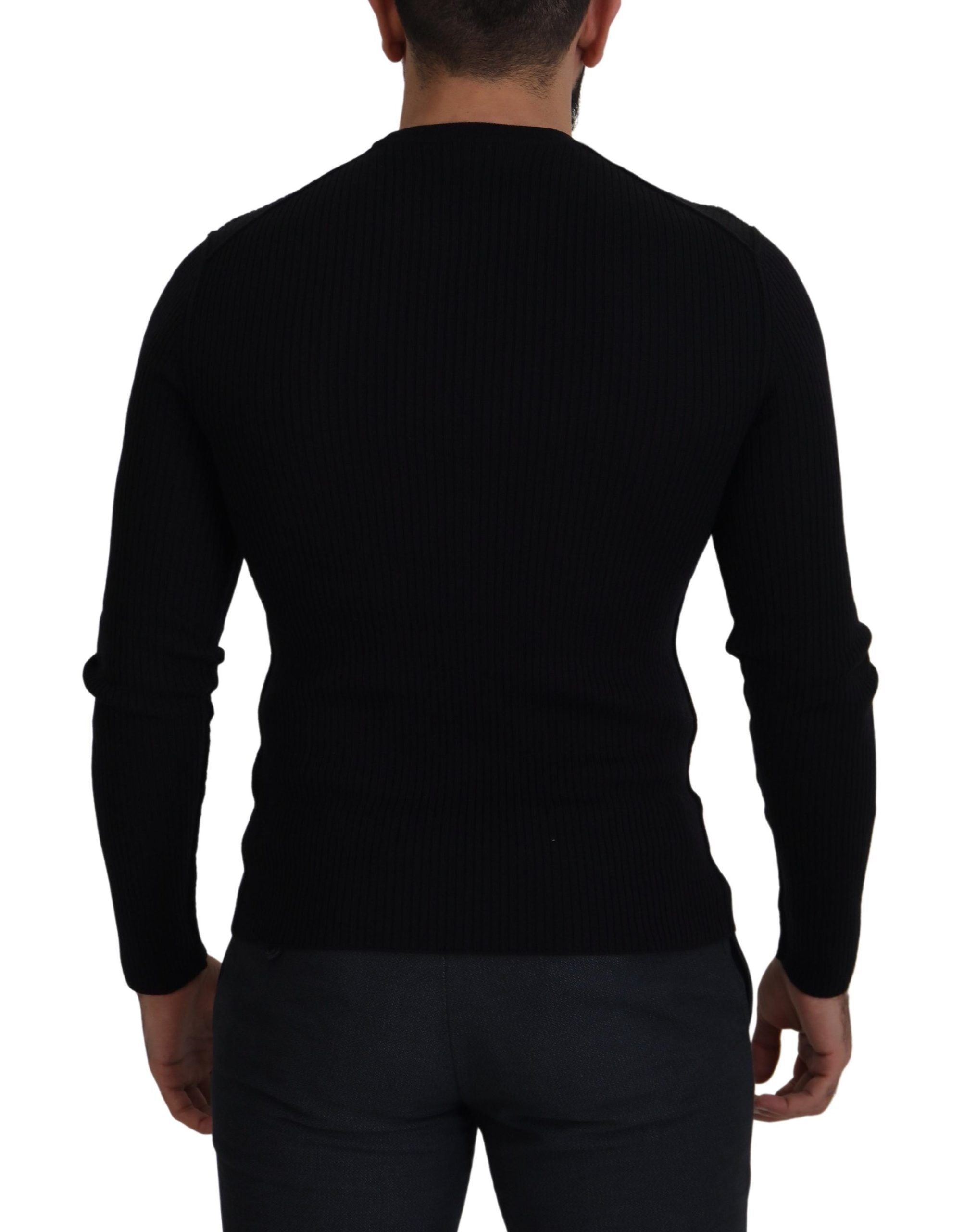 Dolce & Gabbana Elegant Black Wool Crewneck Sweater