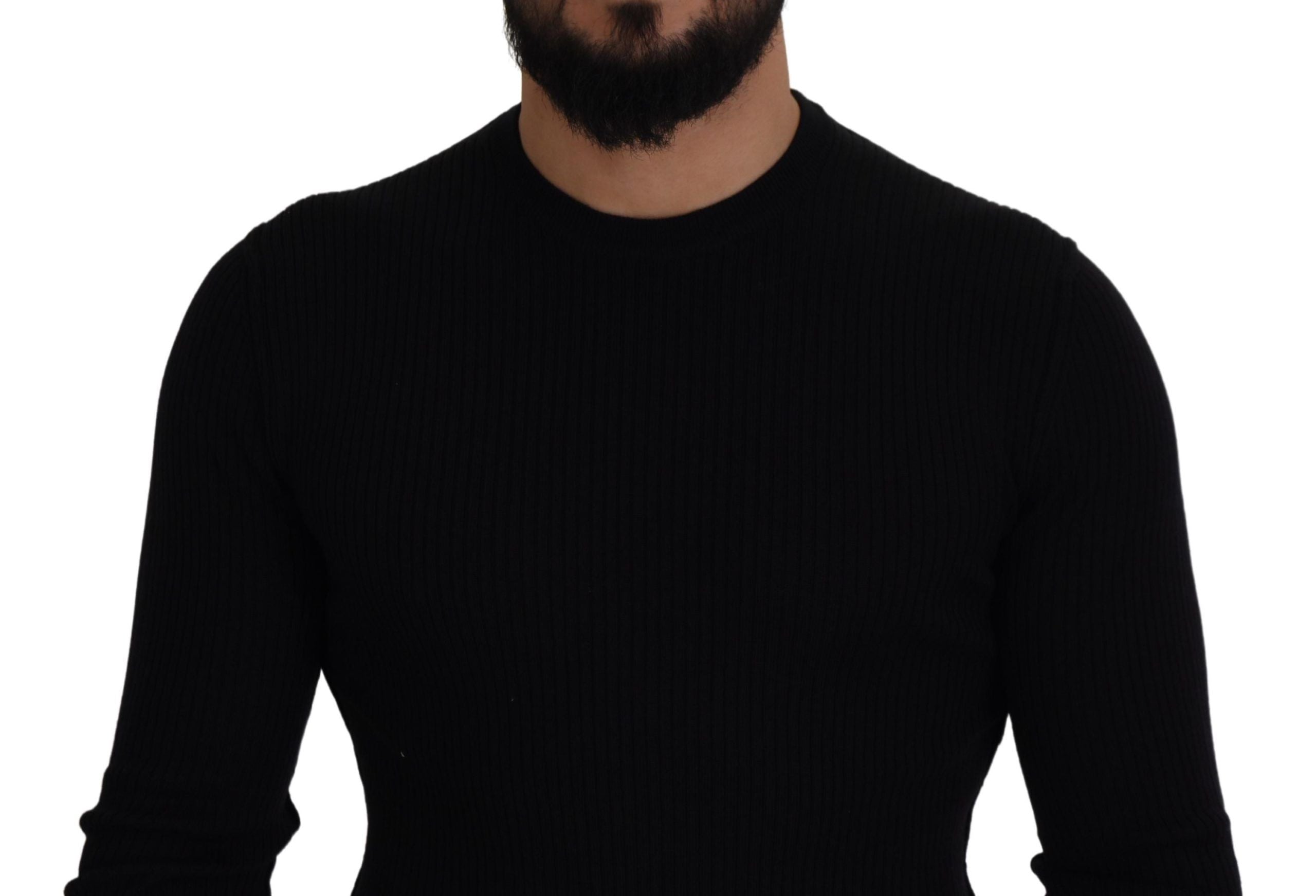 Dolce & Gabbana Elegant Black Wool Crewneck Sweater