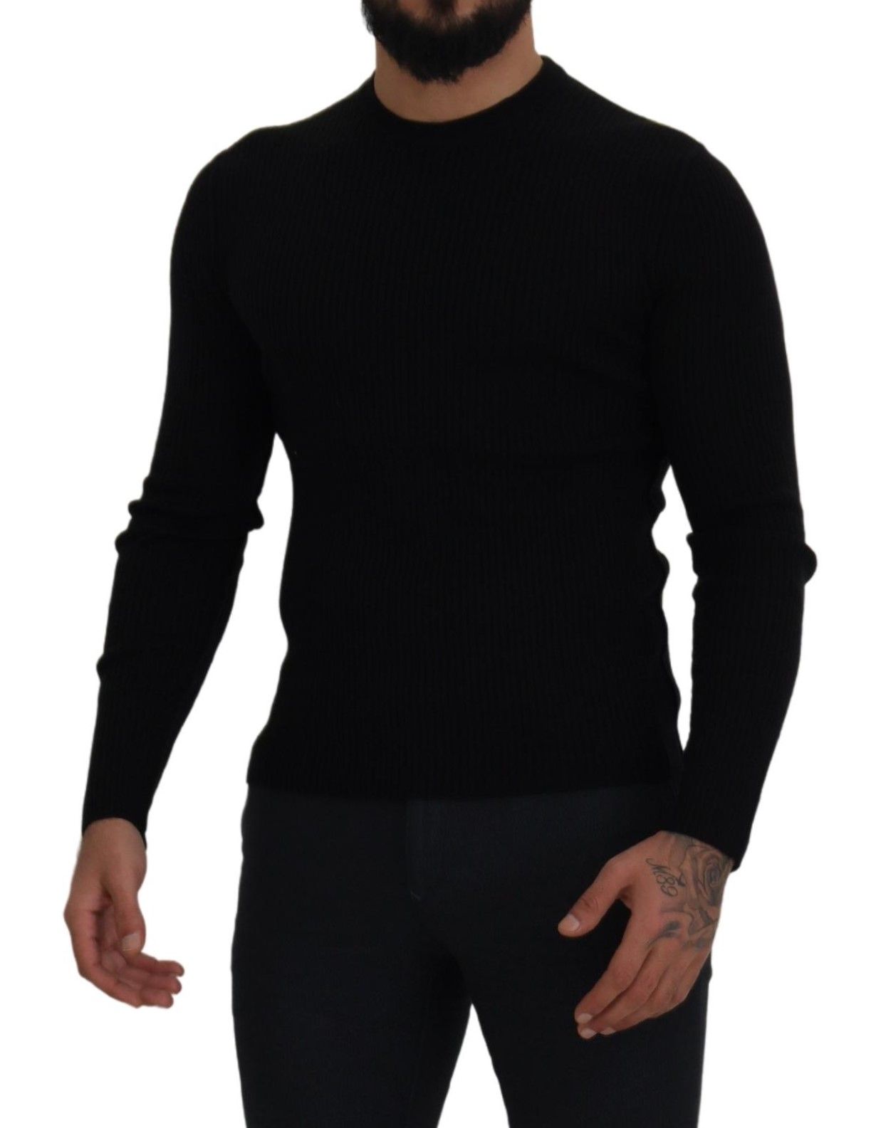 Dolce & Gabbana Elegant Black Wool Crewneck Sweater