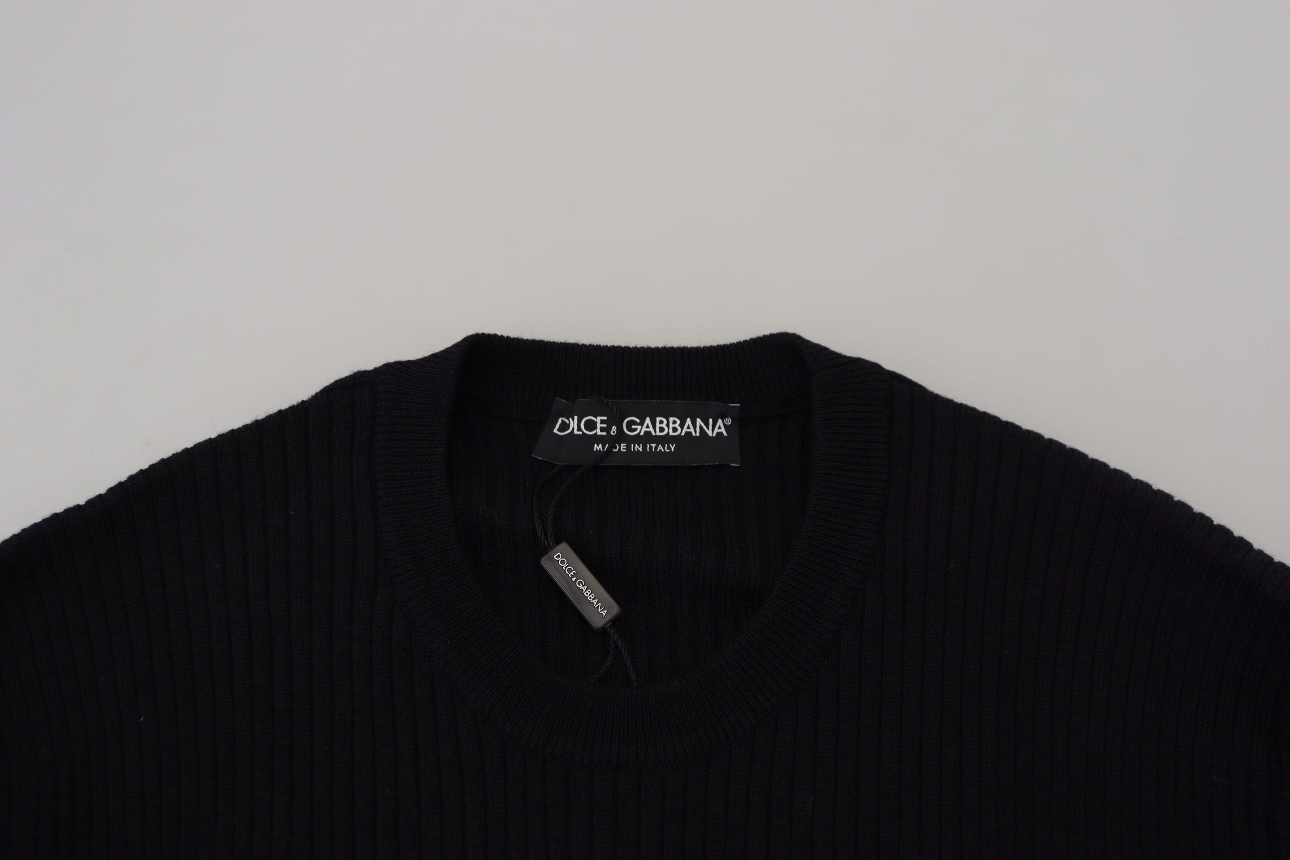 Dolce & Gabbana Elegant Black Wool Crewneck Sweater