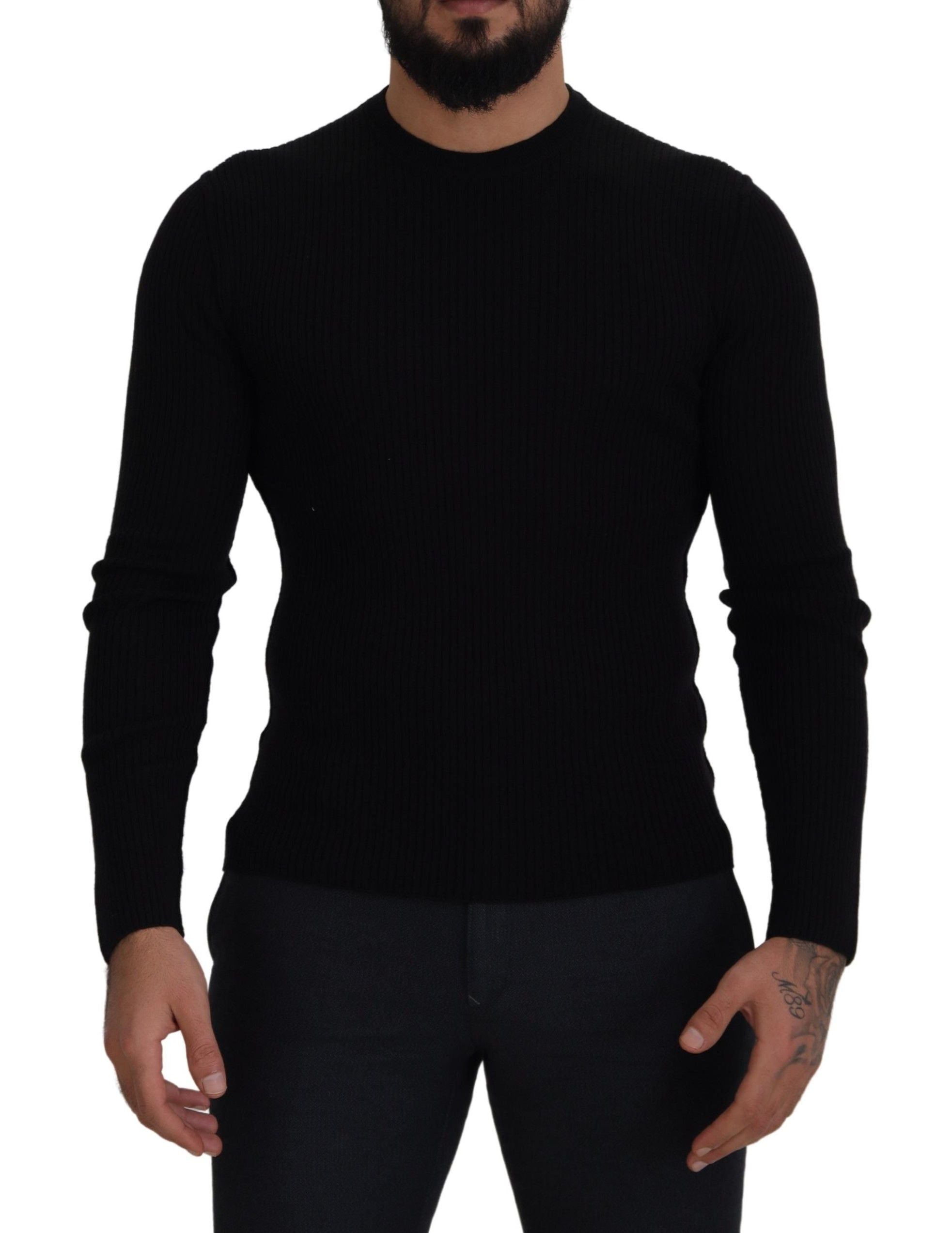 Dolce & Gabbana Elegant Black Wool Crewneck Sweater