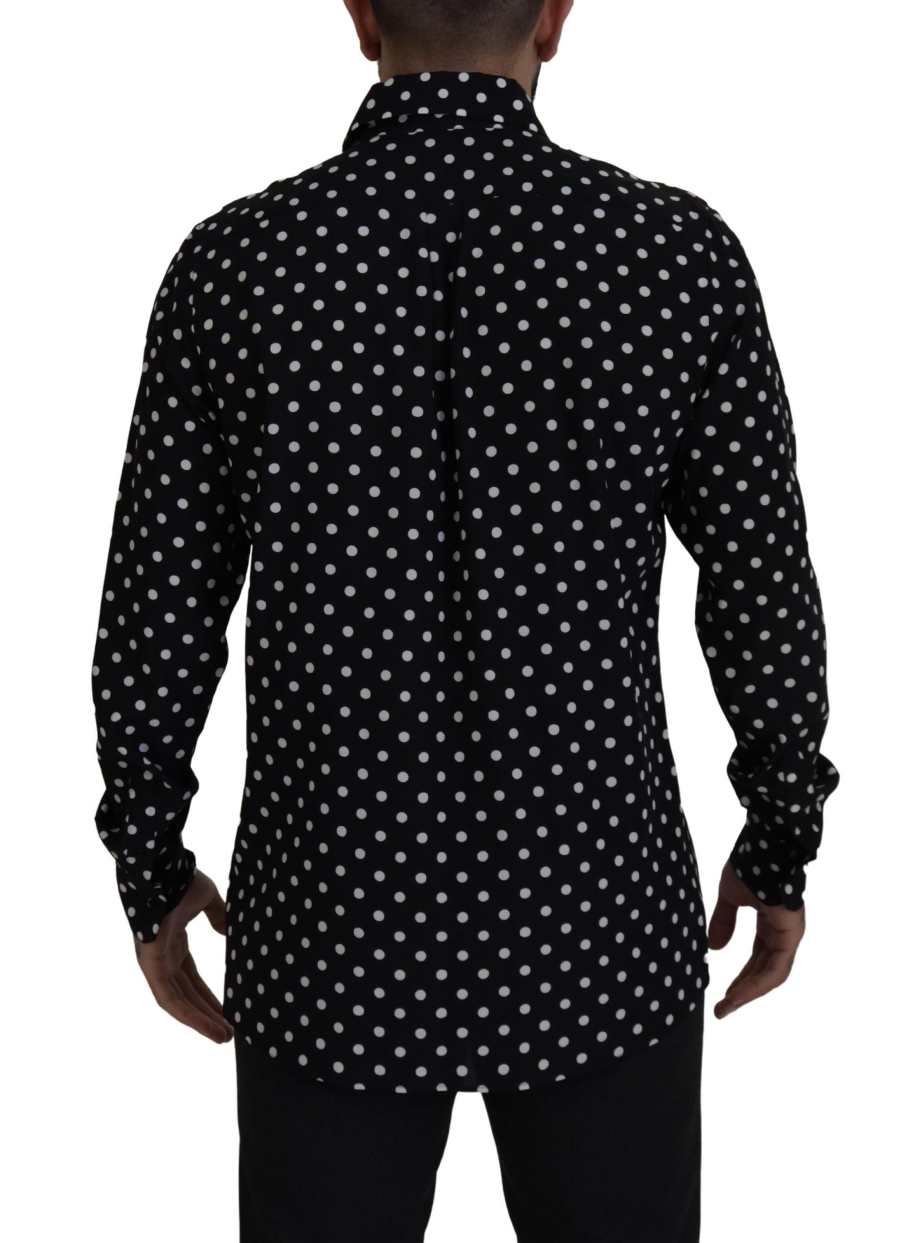 Dolce & Gabbana Elegant Black Polka Dot Silk Men's Shirt