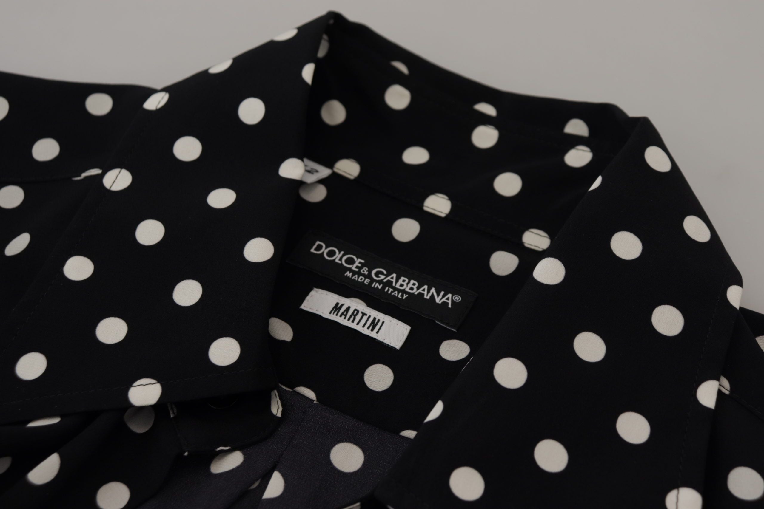 Dolce & Gabbana Elegant Black Polka Dot Silk Men's Shirt