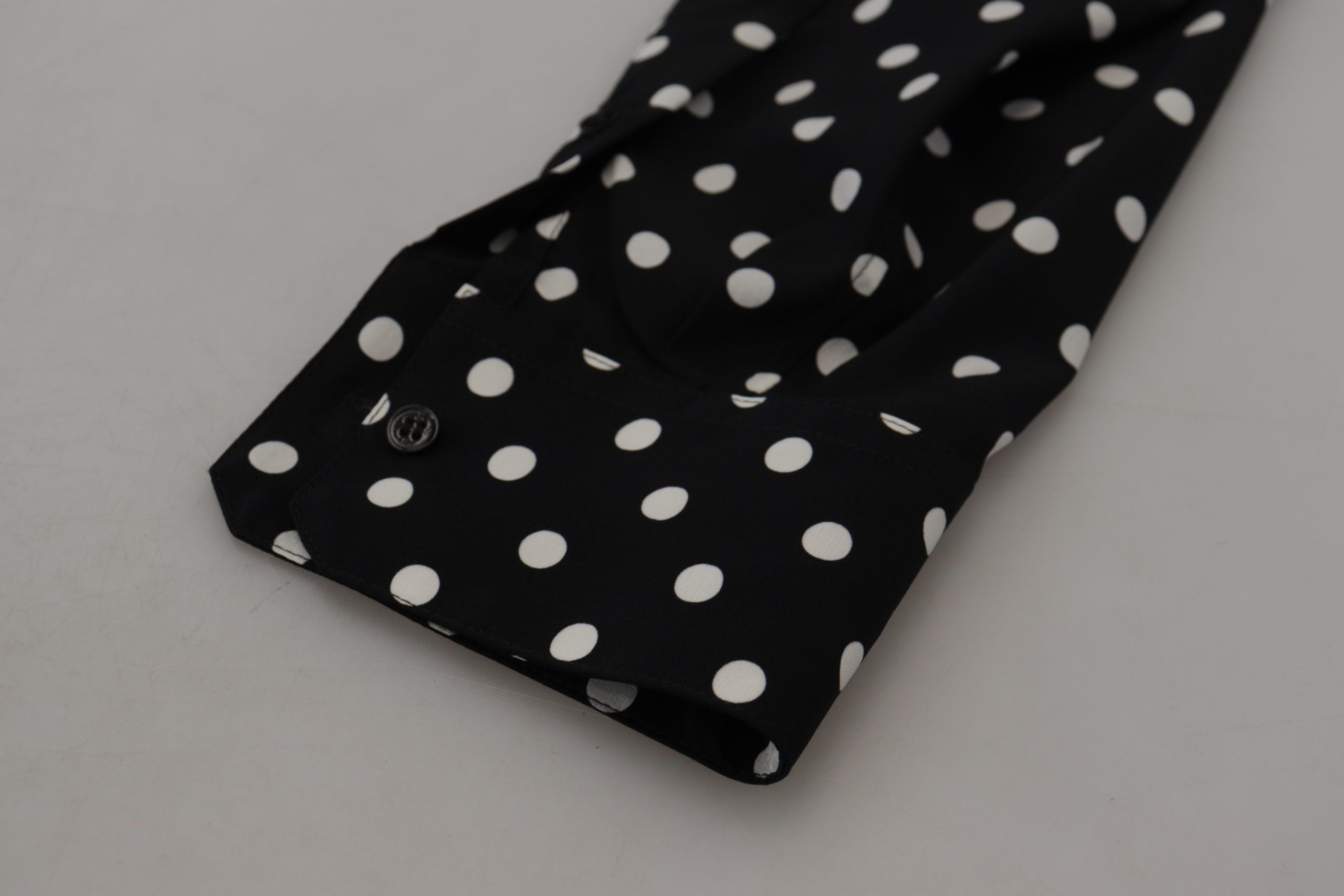 Dolce & Gabbana Elegant Black Polka Dot Silk Men's Shirt