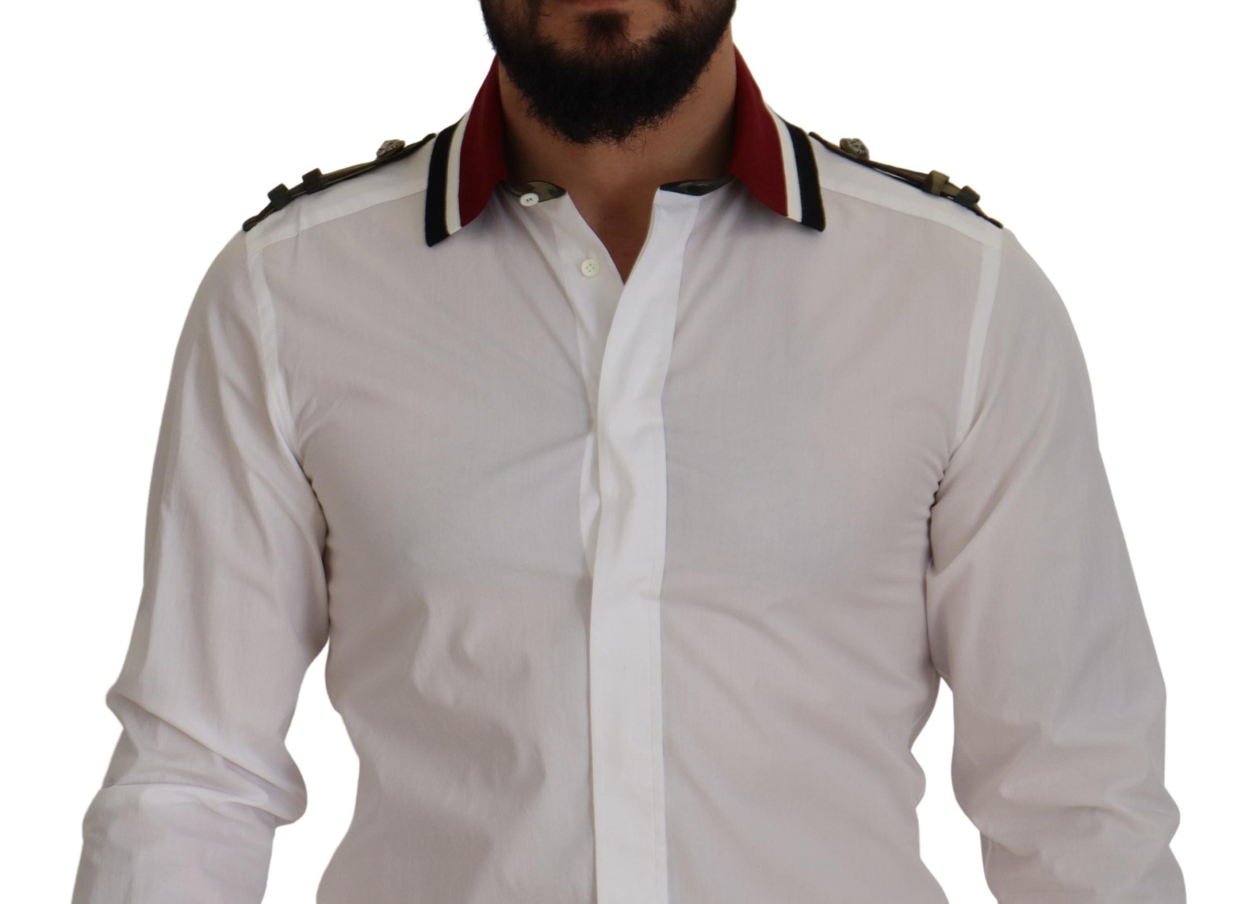 Dolce & Gabbana Elegant Slim Fit White Cotton Dress Shirt