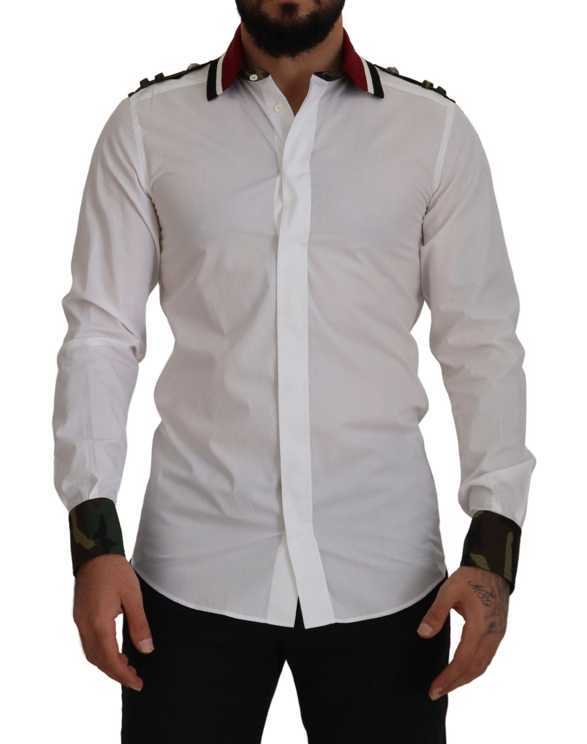 Dolce & Gabbana Elegant Slim Fit White Cotton Dress Shirt