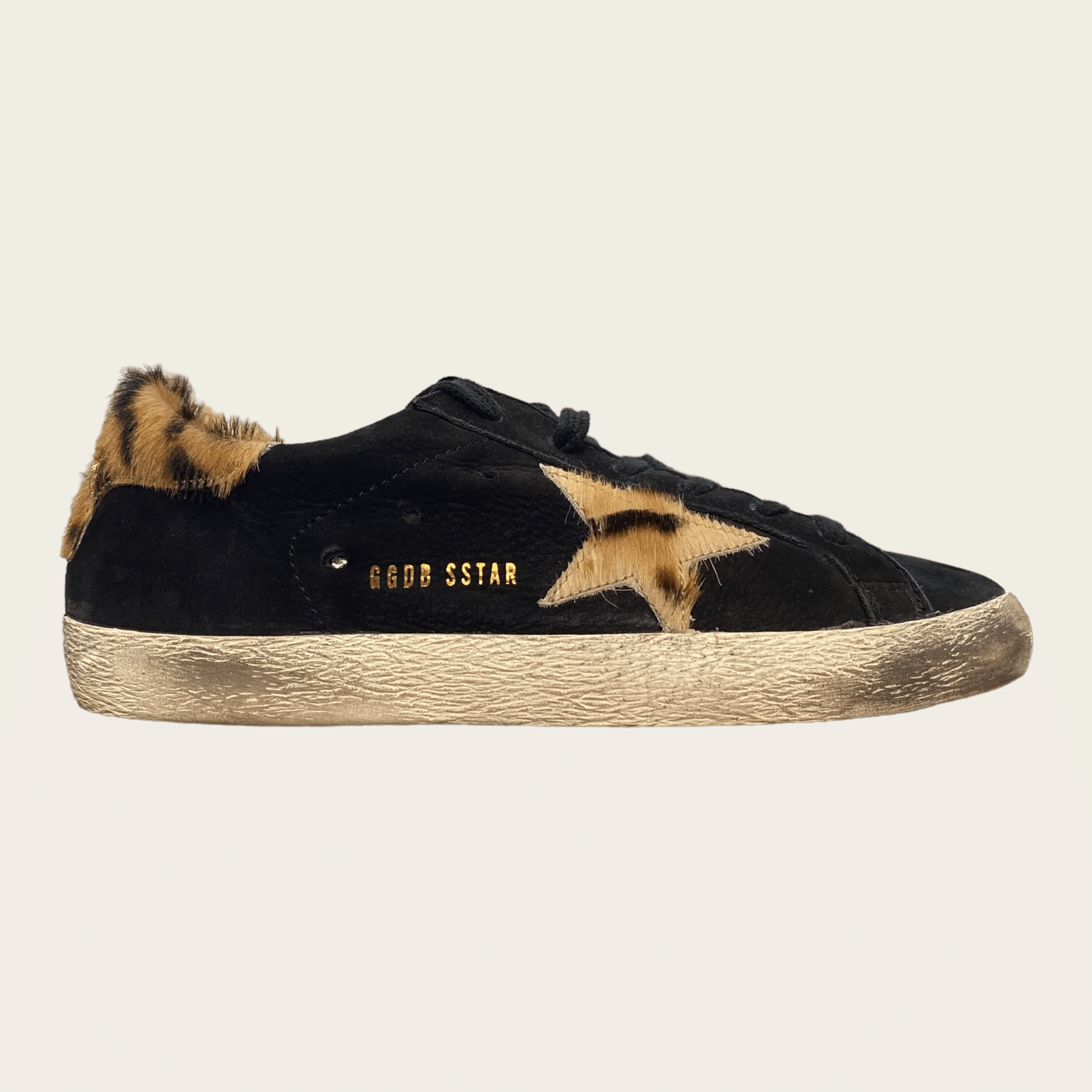 Golden Goose Elegant Suede Superstar Sneakers with Leopard Detail