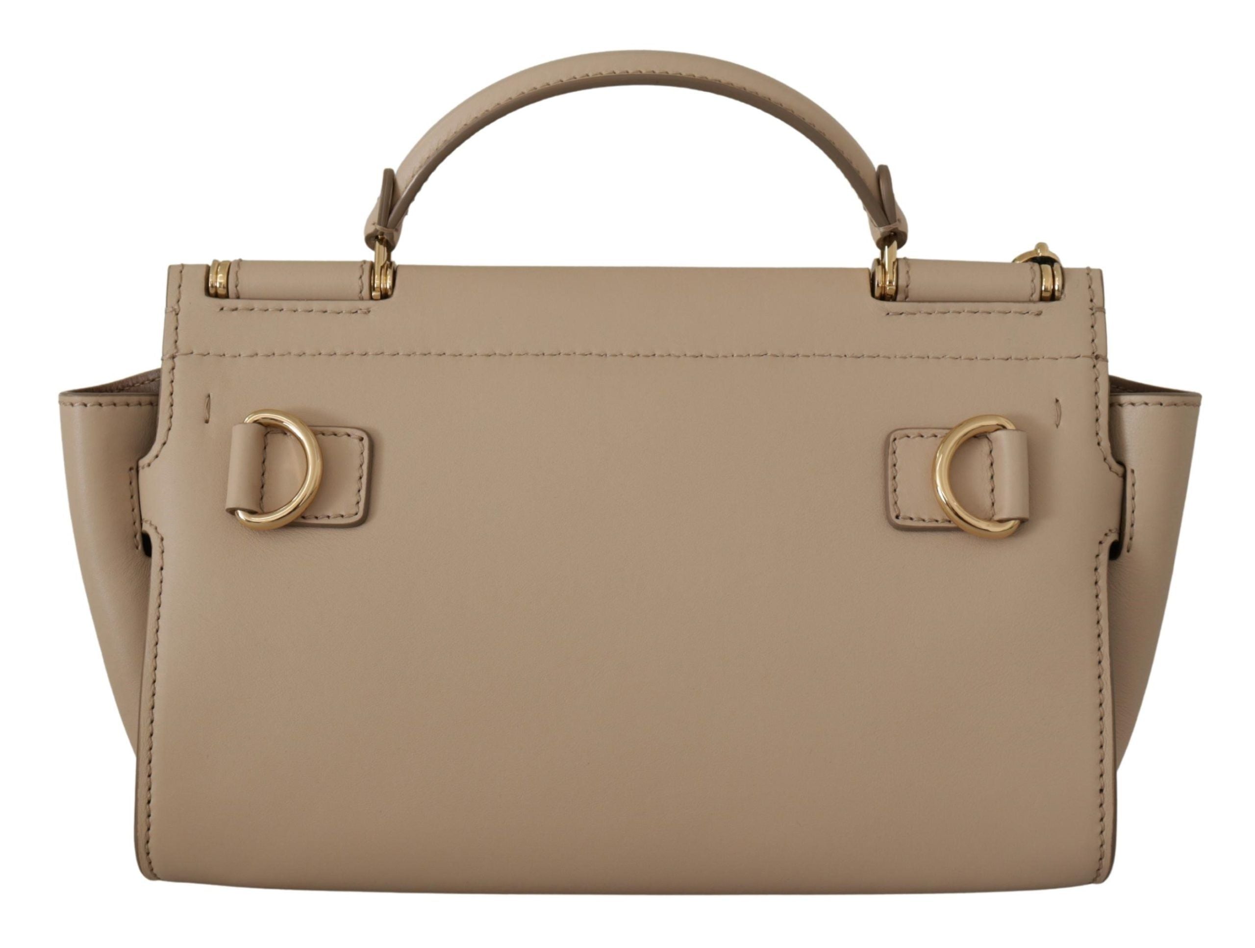 Dolce & Gabbana Elegant Beige Sicily Leather Shoulder Bag