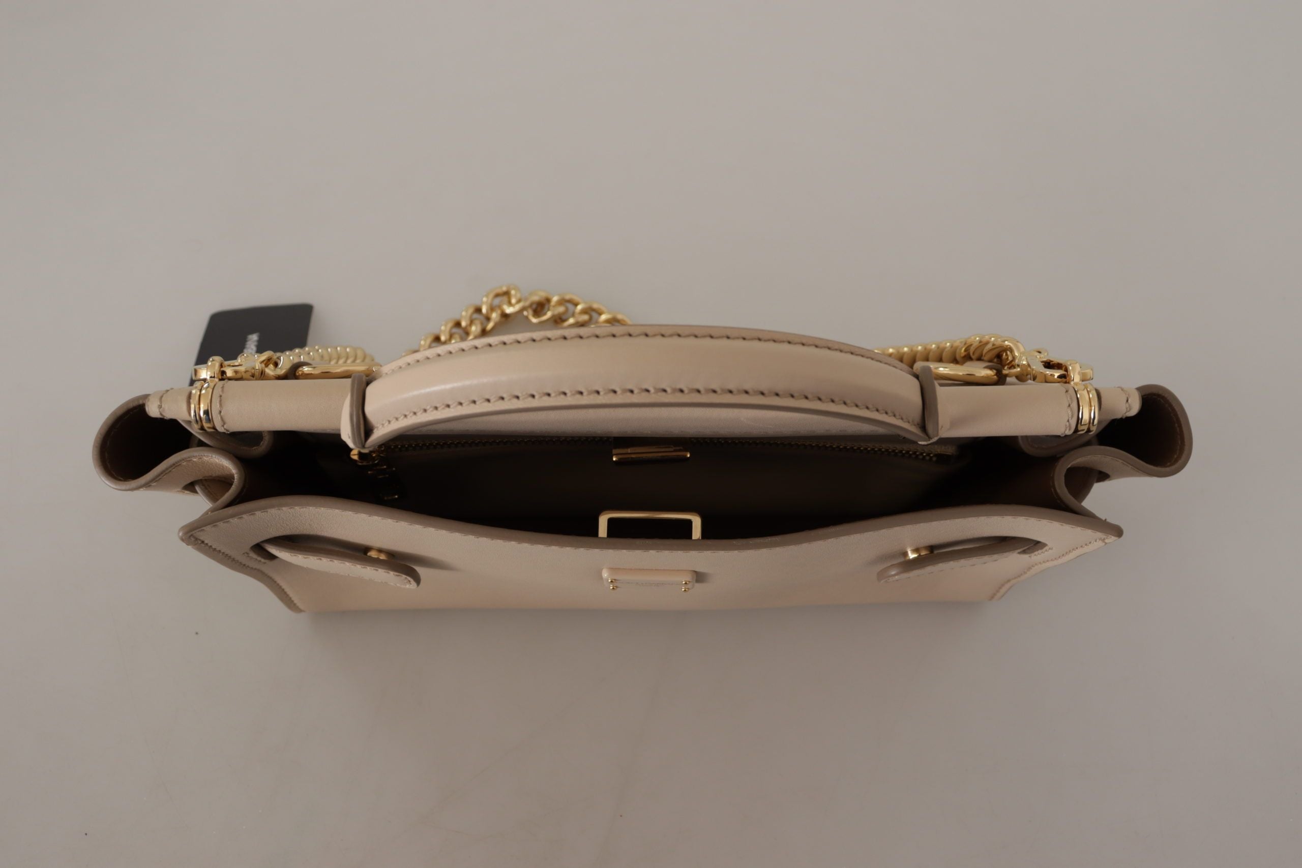 Dolce & Gabbana Elegant Beige Sicily Leather Shoulder Bag