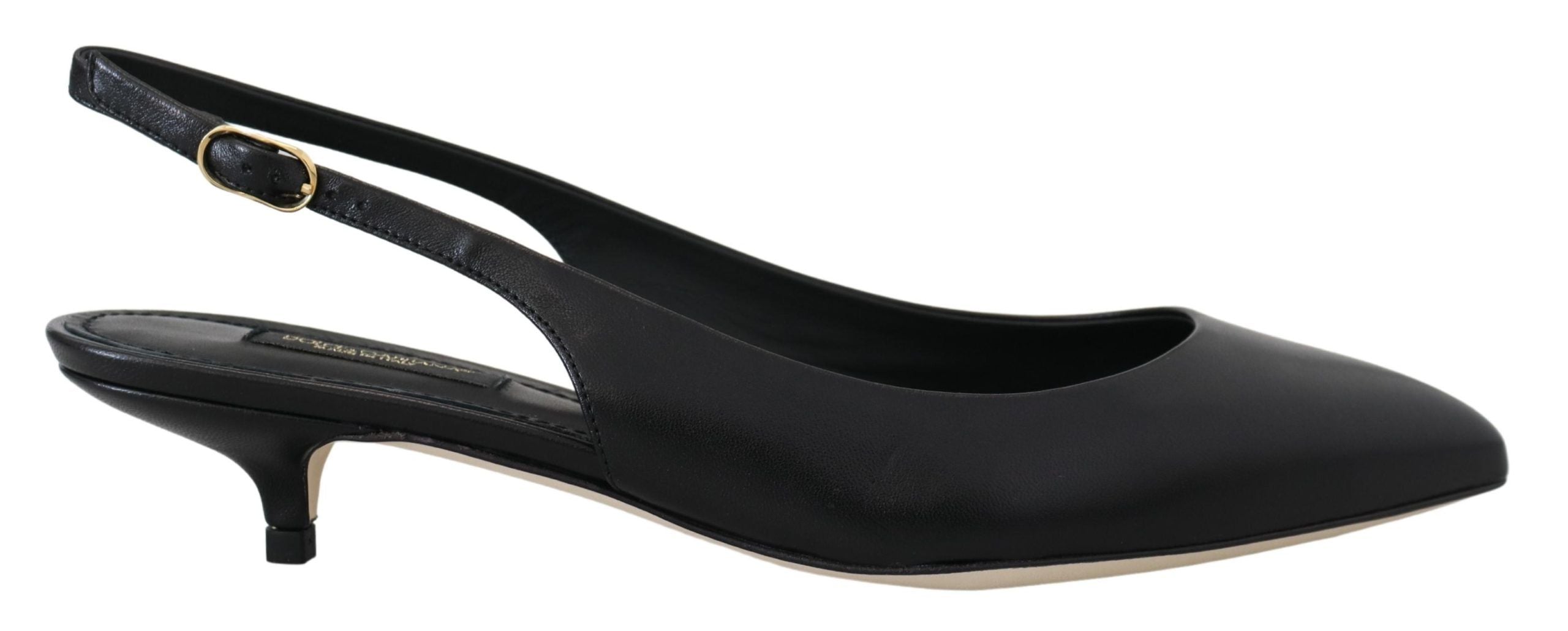 Dolce & Gabbana Elegant Black Leather Slingback Pumps